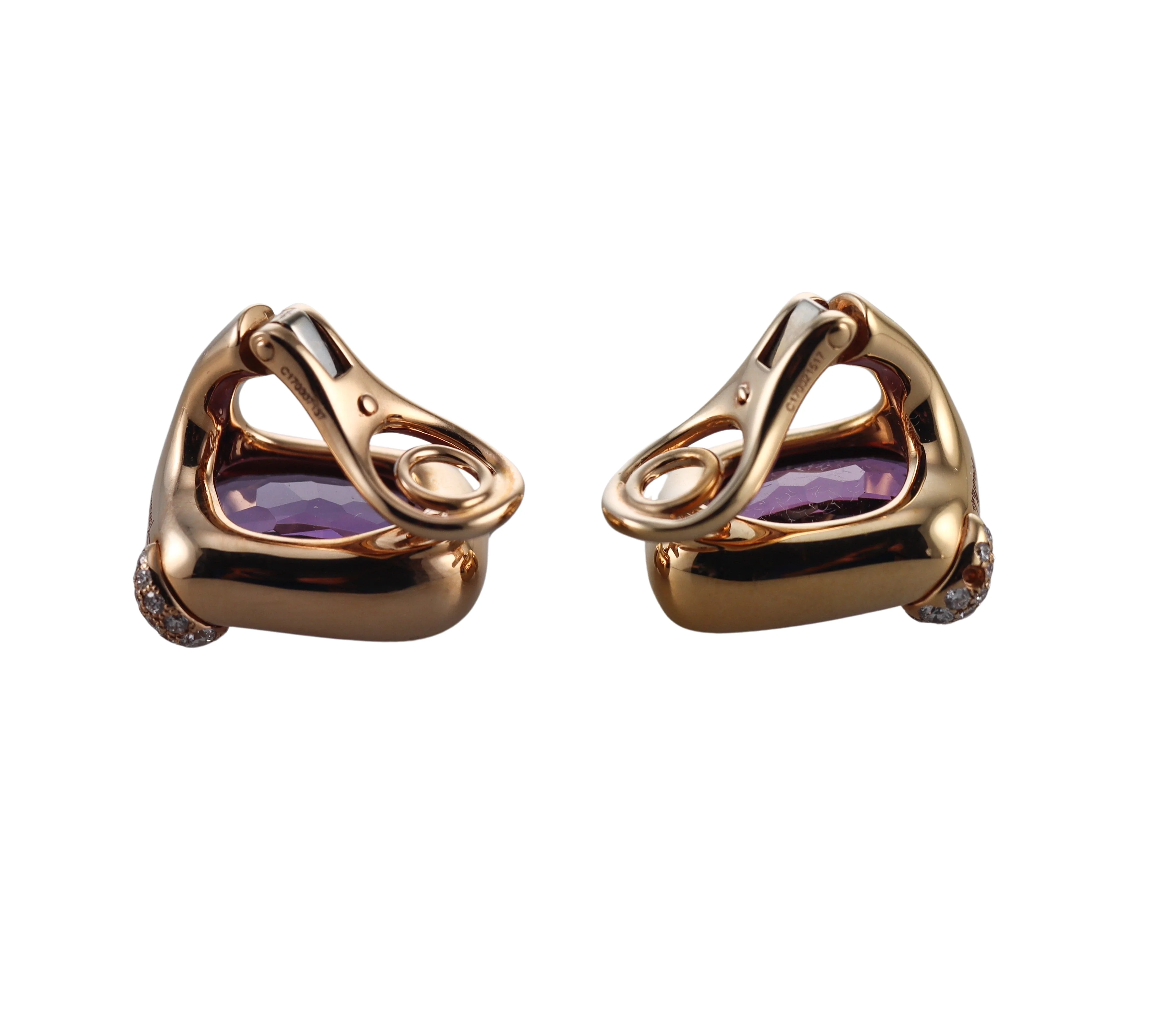 Pomellato Ritratto Gold Amethyst Diamond Earrings
