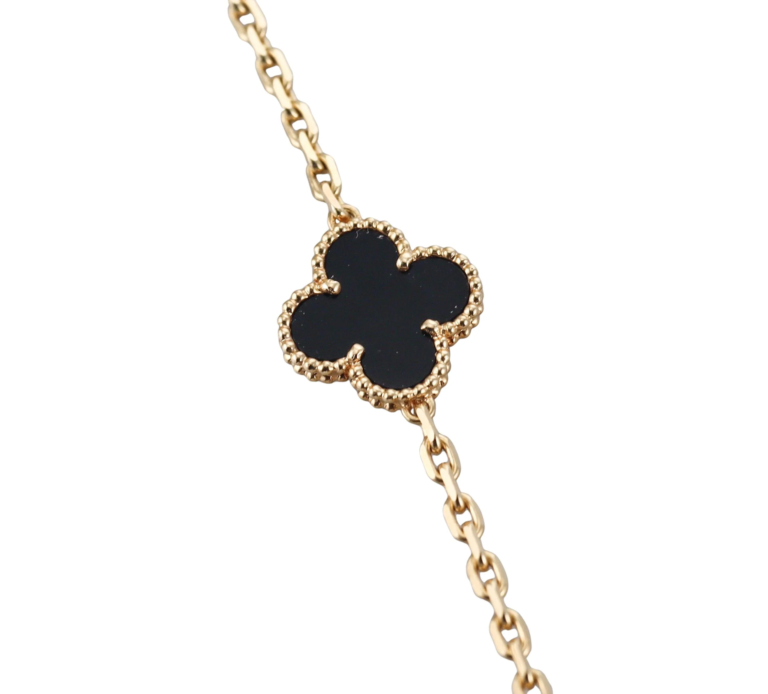 Van Cleef Arpels Vintage Alhambra 20 Motif Onyx Gold Long Necklace