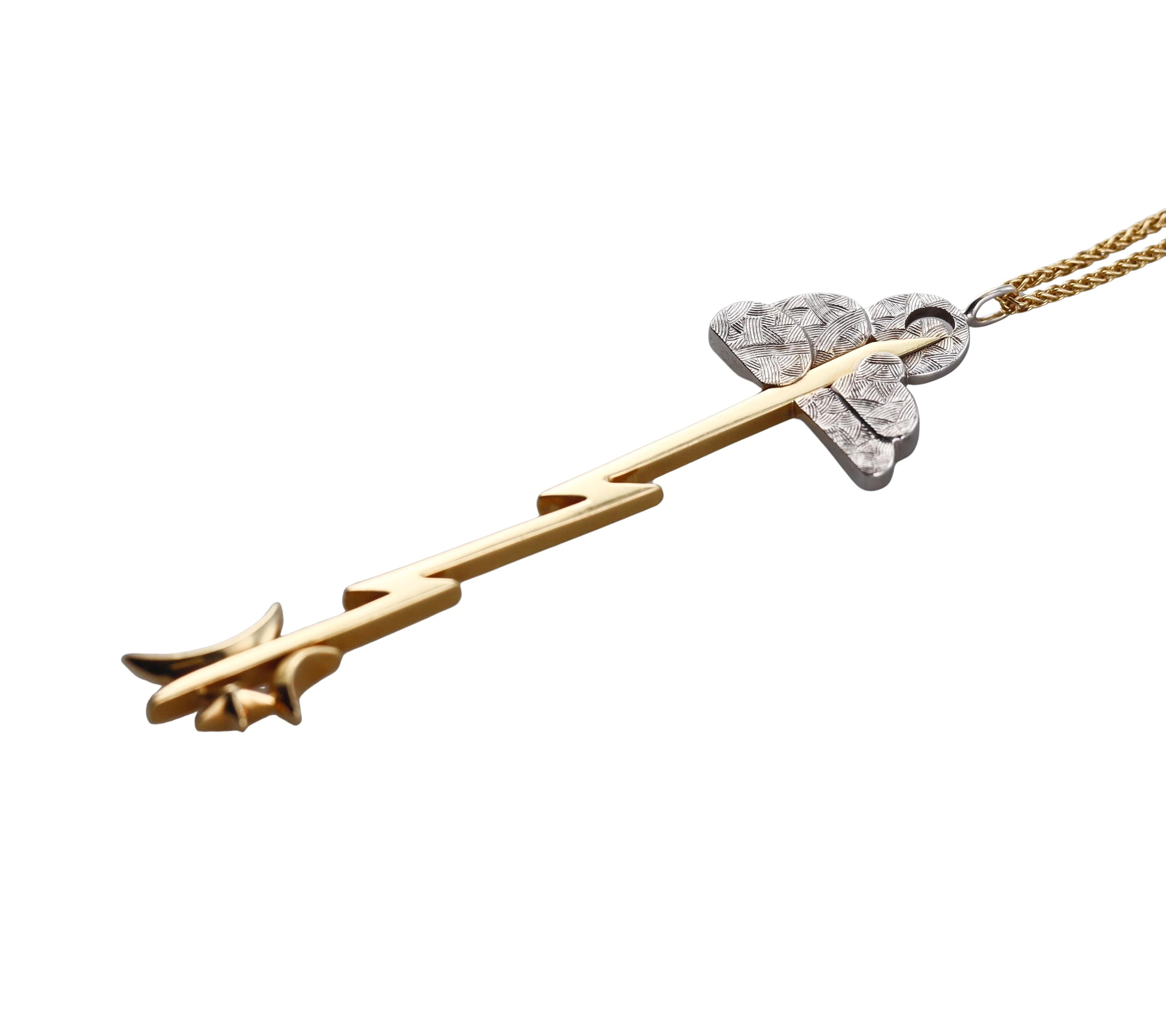 Michael Bondanza Gold Platinum Lightning Cloud Pendant Necklace