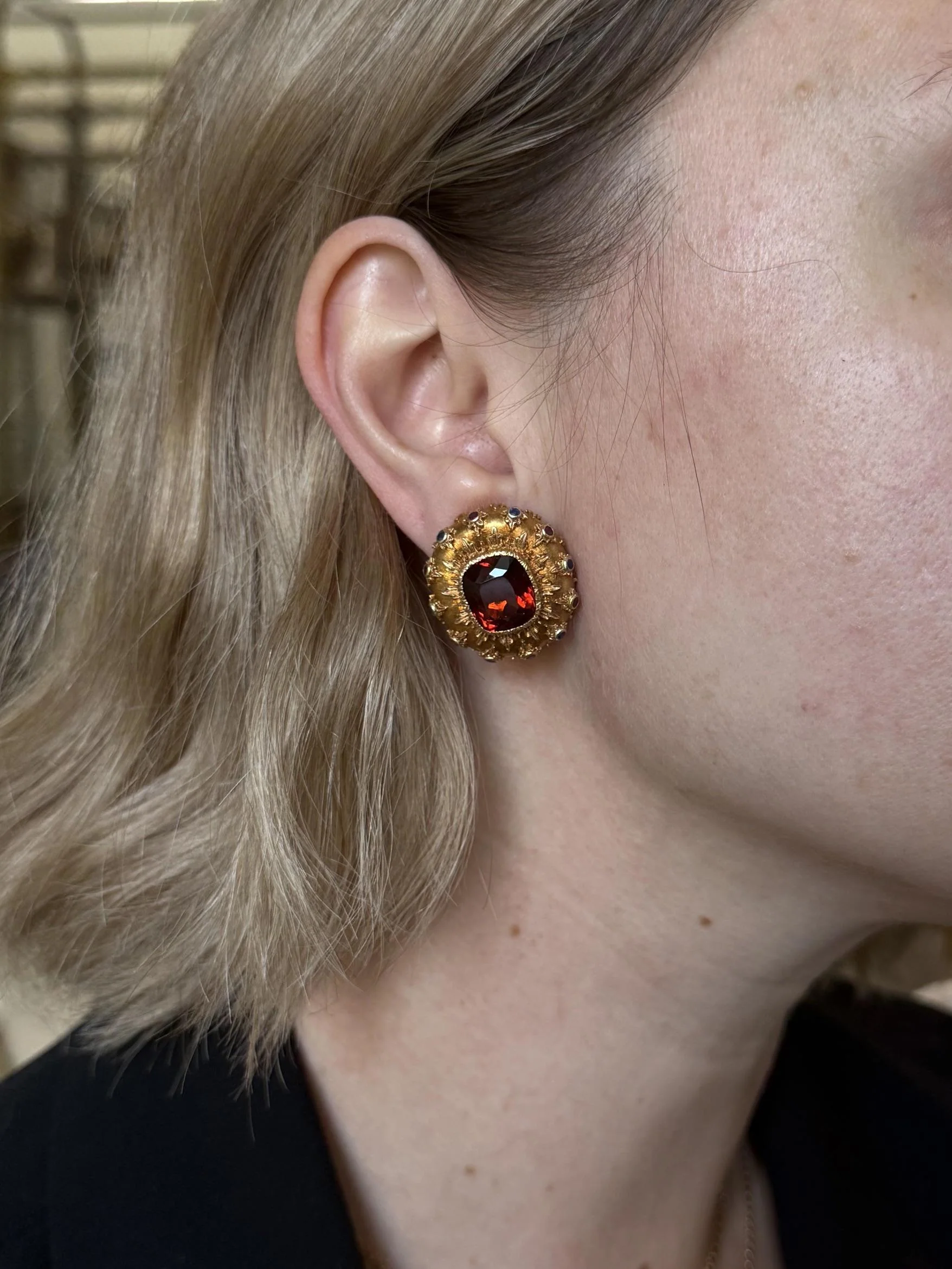 Buccellati Citrine Sapphire Ruby Gold Earrings
