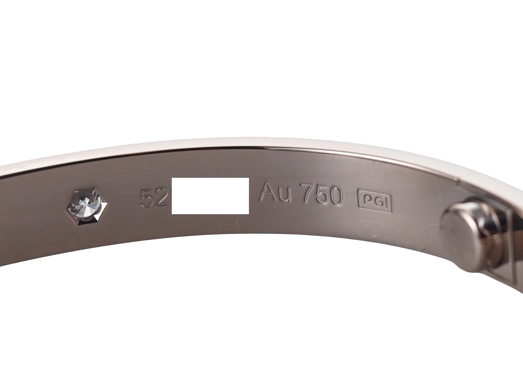 Cartier Love White Gold 4 Diamond Classic Model Bracelet Size 17