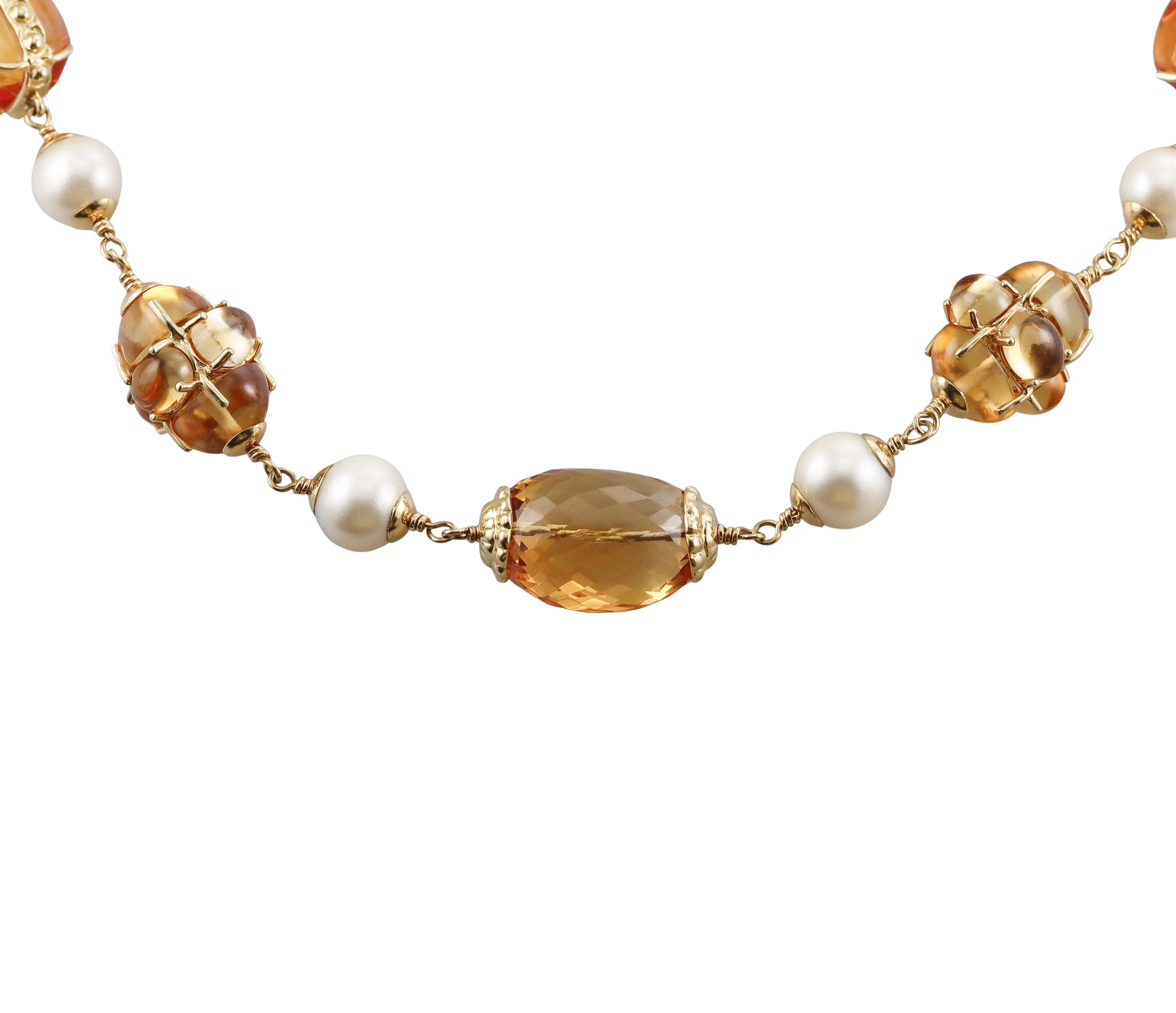 Seaman Schepps Pearl Amber Citrine Gold Necklace
