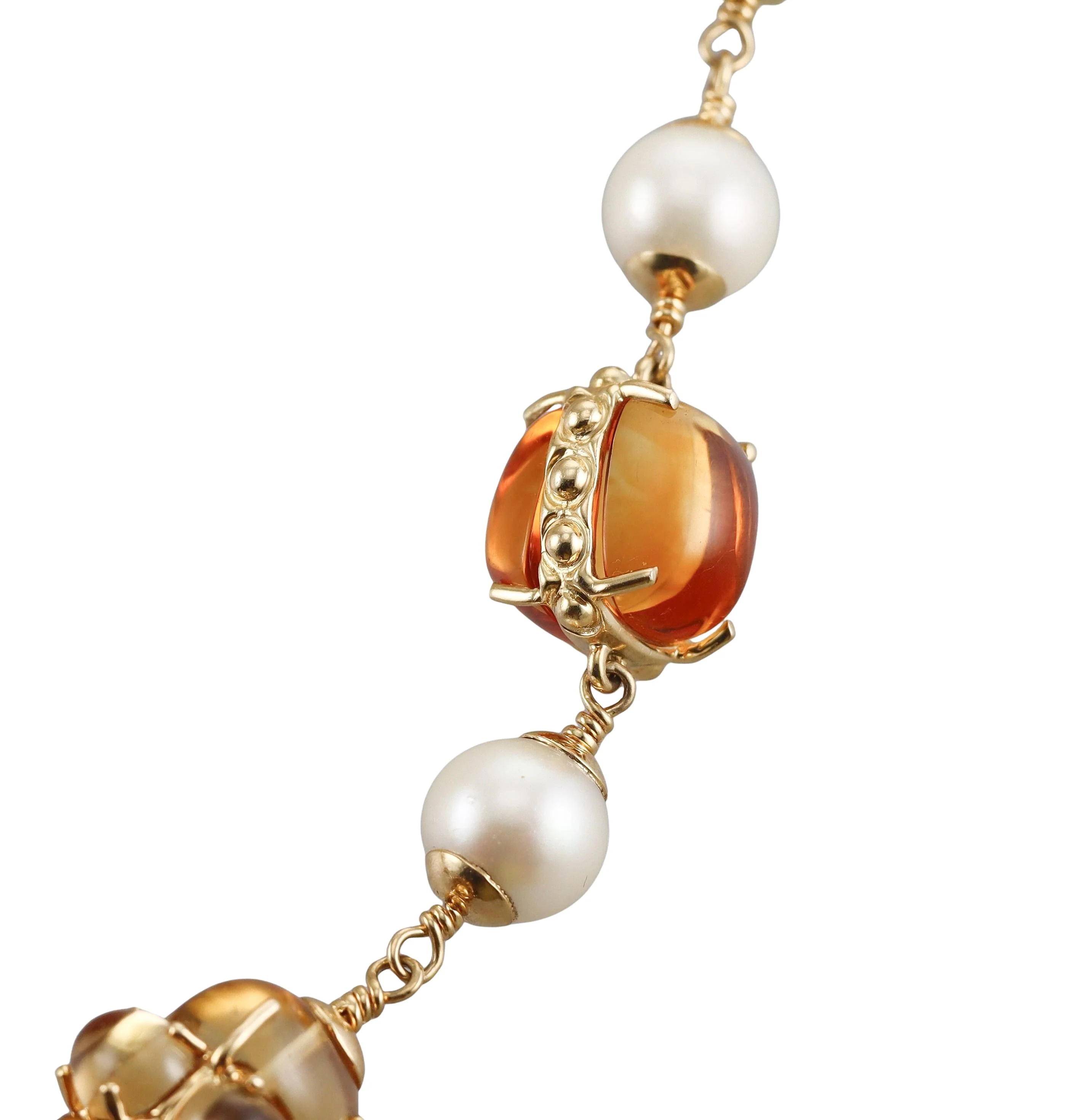 Seaman Schepps Pearl Amber Citrine Gold Necklace