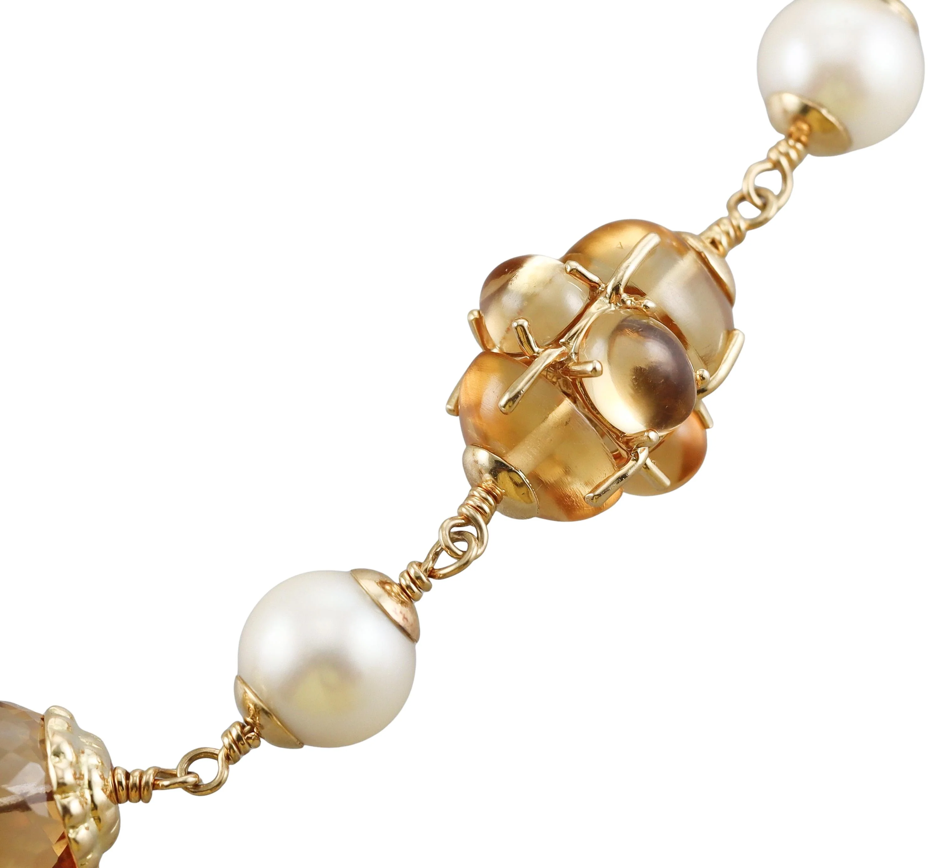Seaman Schepps Pearl Amber Citrine Gold Necklace