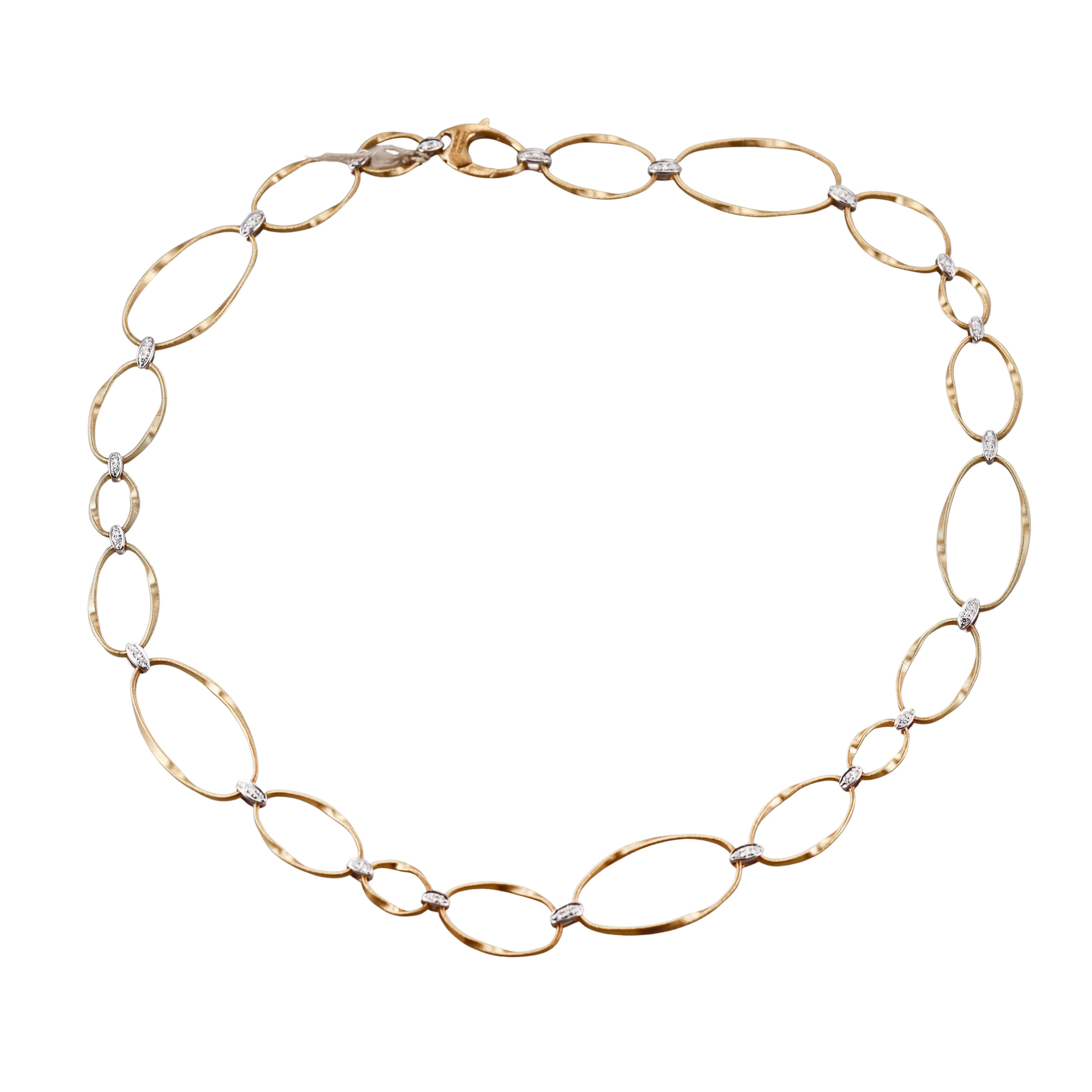 Marco Bicego Marrakech Onde Diamond Oval Link Gold Necklace