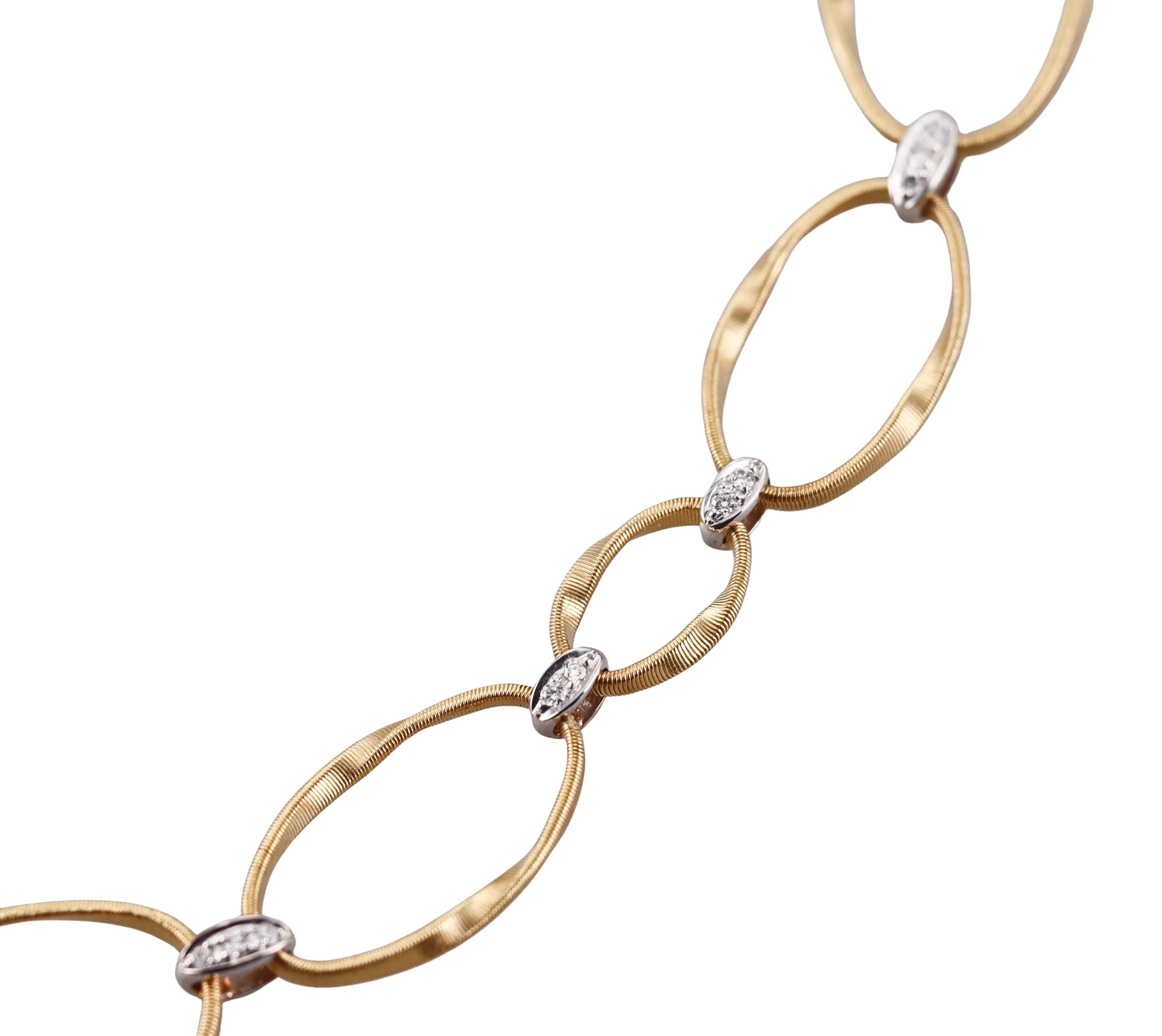 Marco Bicego Marrakech Onde Diamond Oval Link Gold Necklace