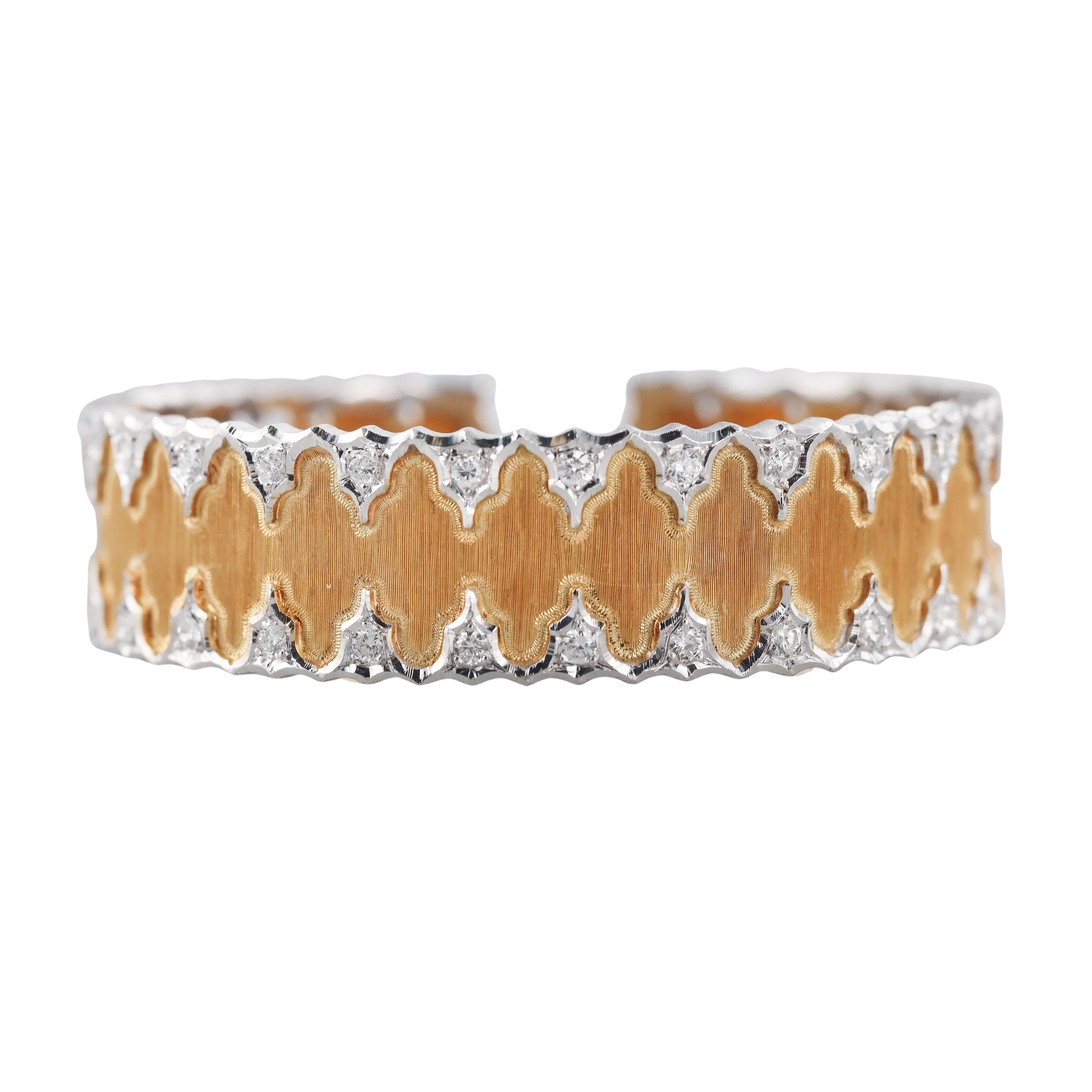 Buccellati Diamond Gold Classic Cuff Bracelet