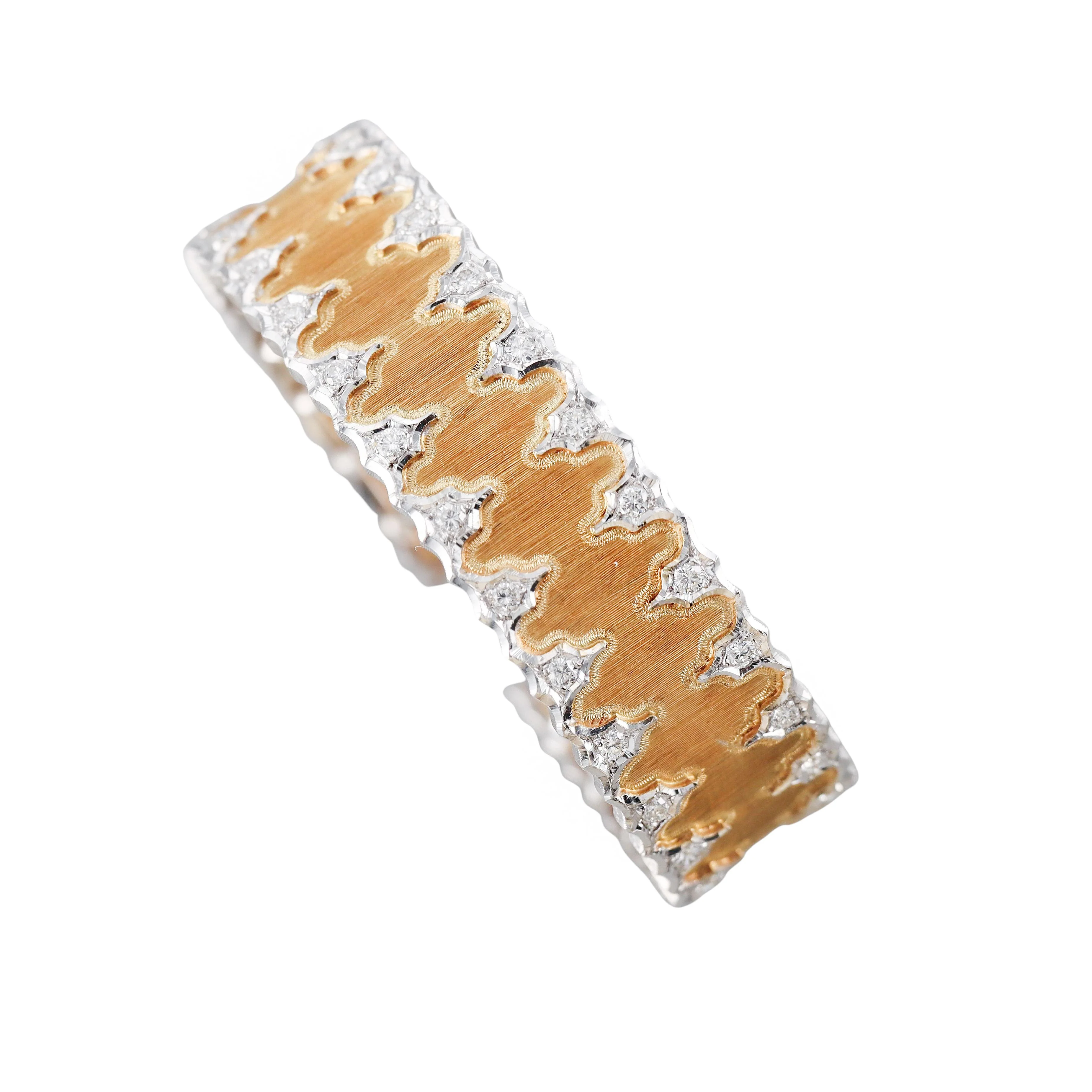Buccellati Diamond Gold Classic Cuff Bracelet