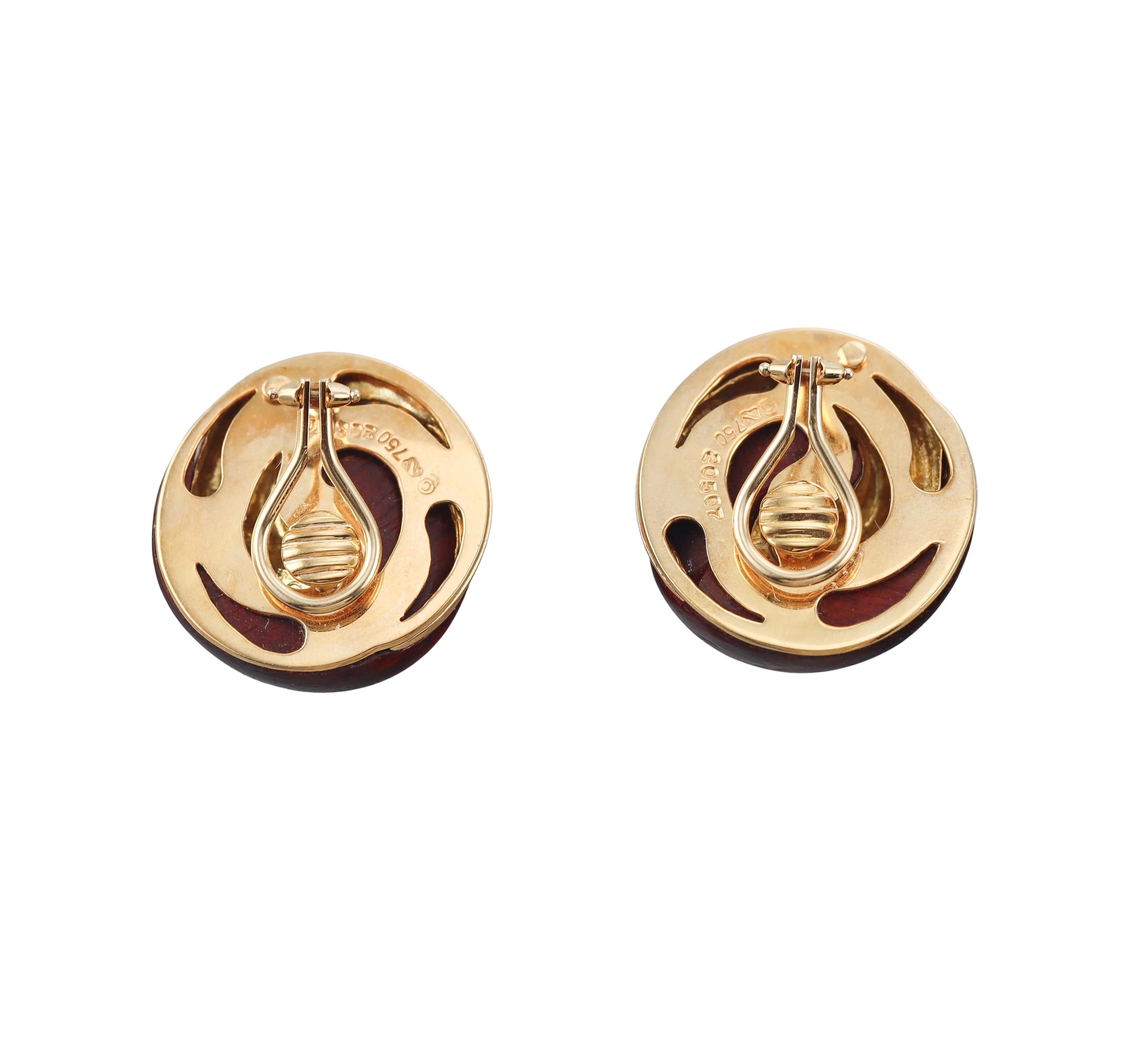 Seaman Schepps Swirl Wood Gold Earrings
