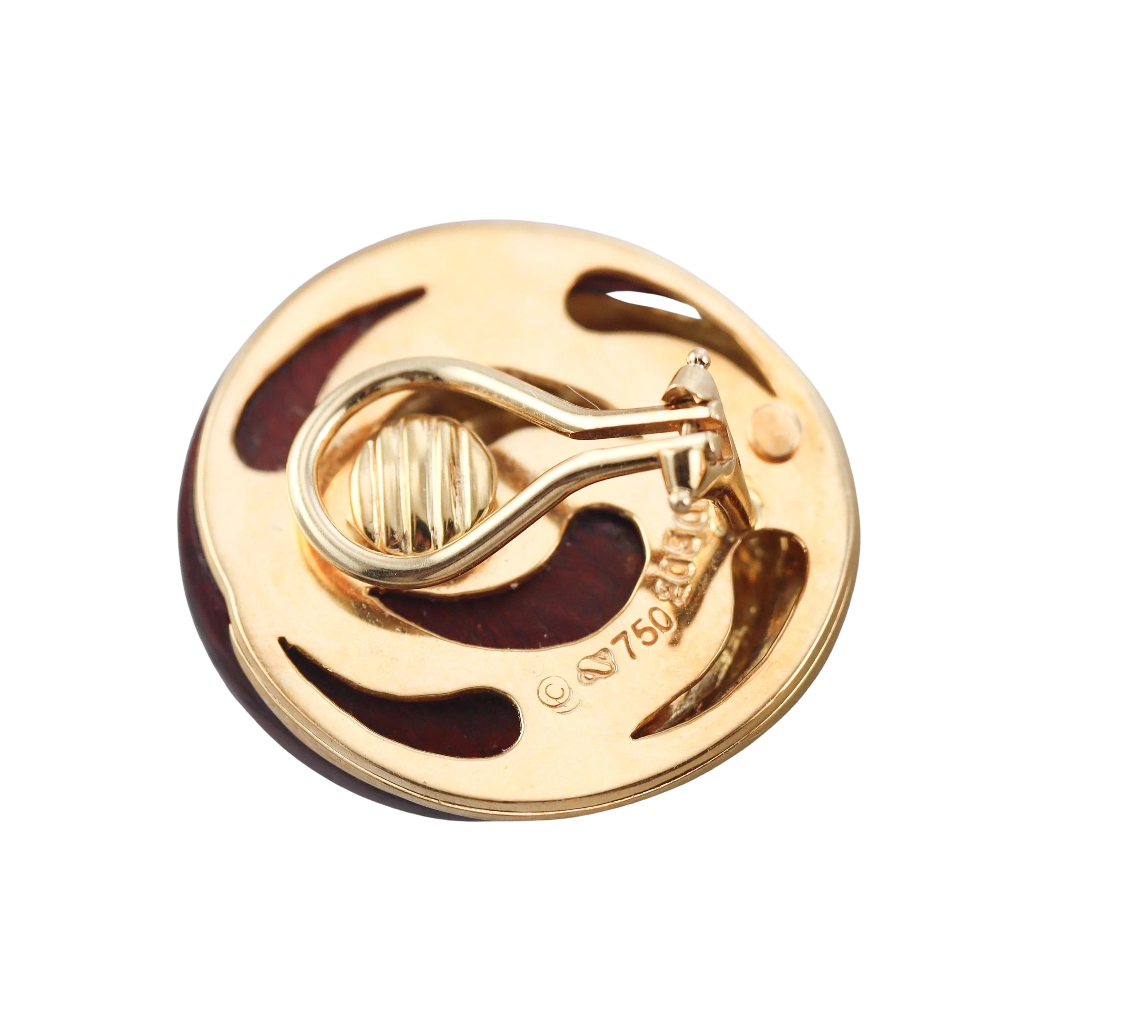 Seaman Schepps Swirl Wood Gold Earrings