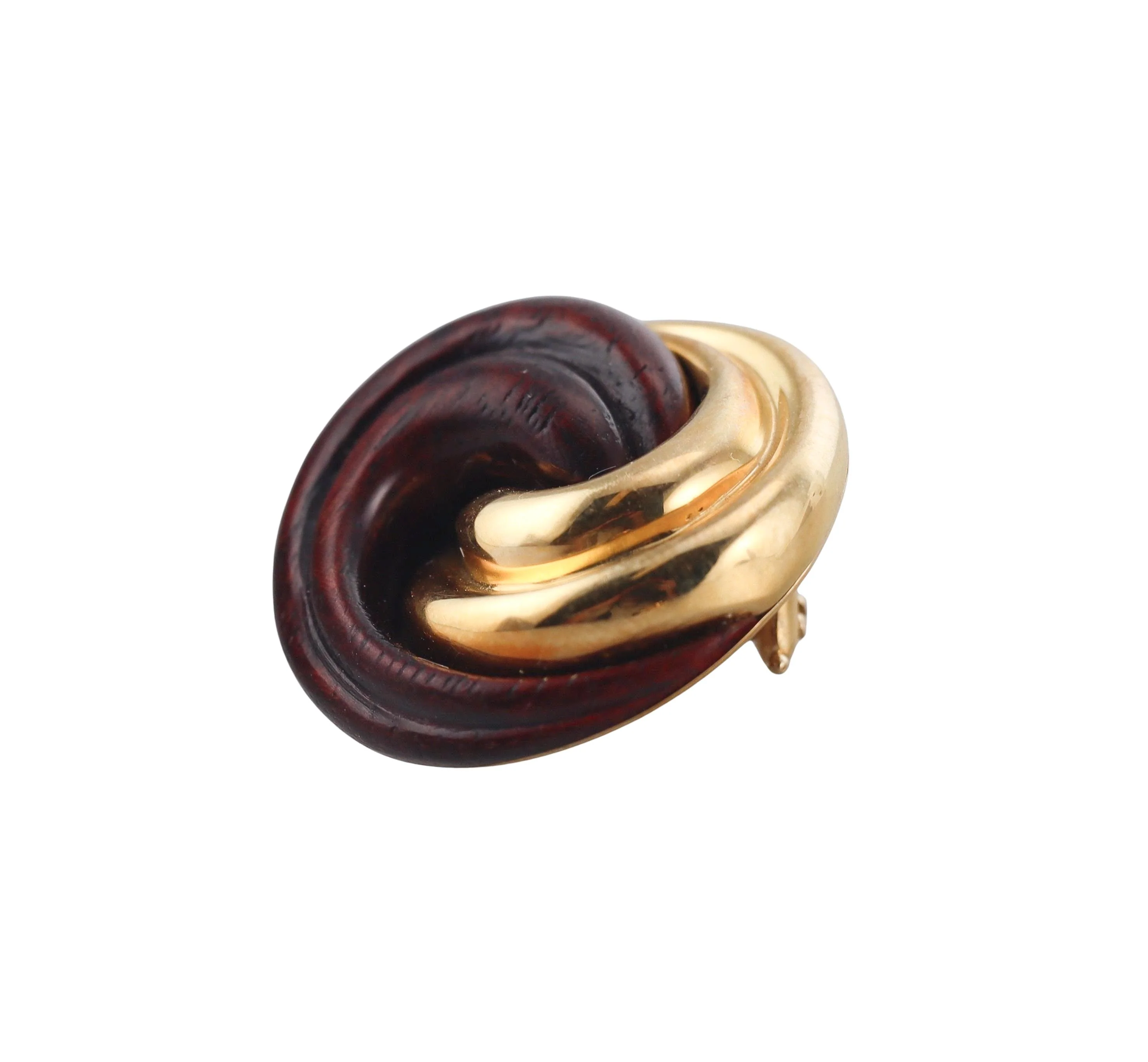 Seaman Schepps Swirl Wood Gold Earrings