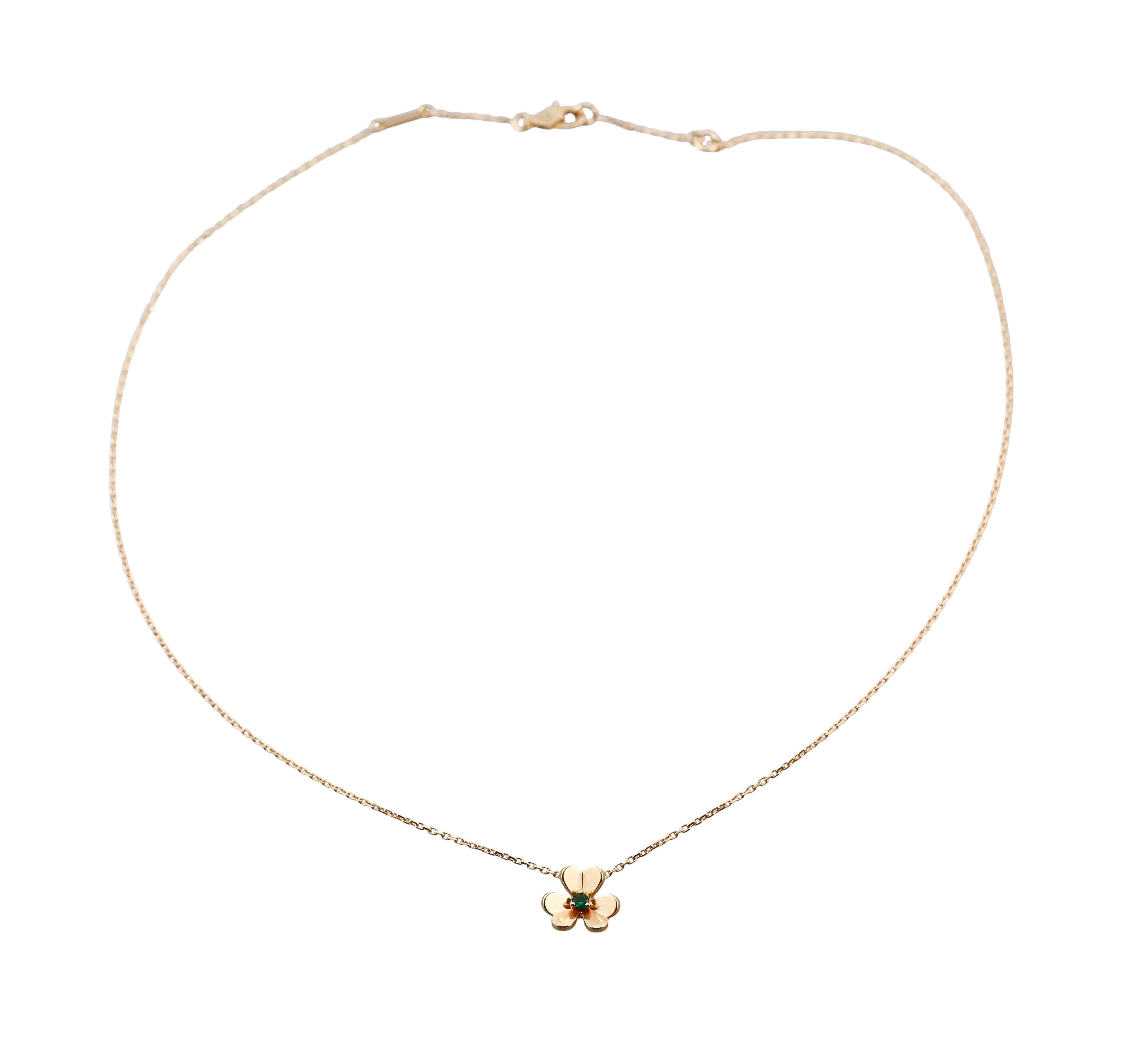 Van Cleef Arpels Frivole Emerald Gold Pendant Necklace
