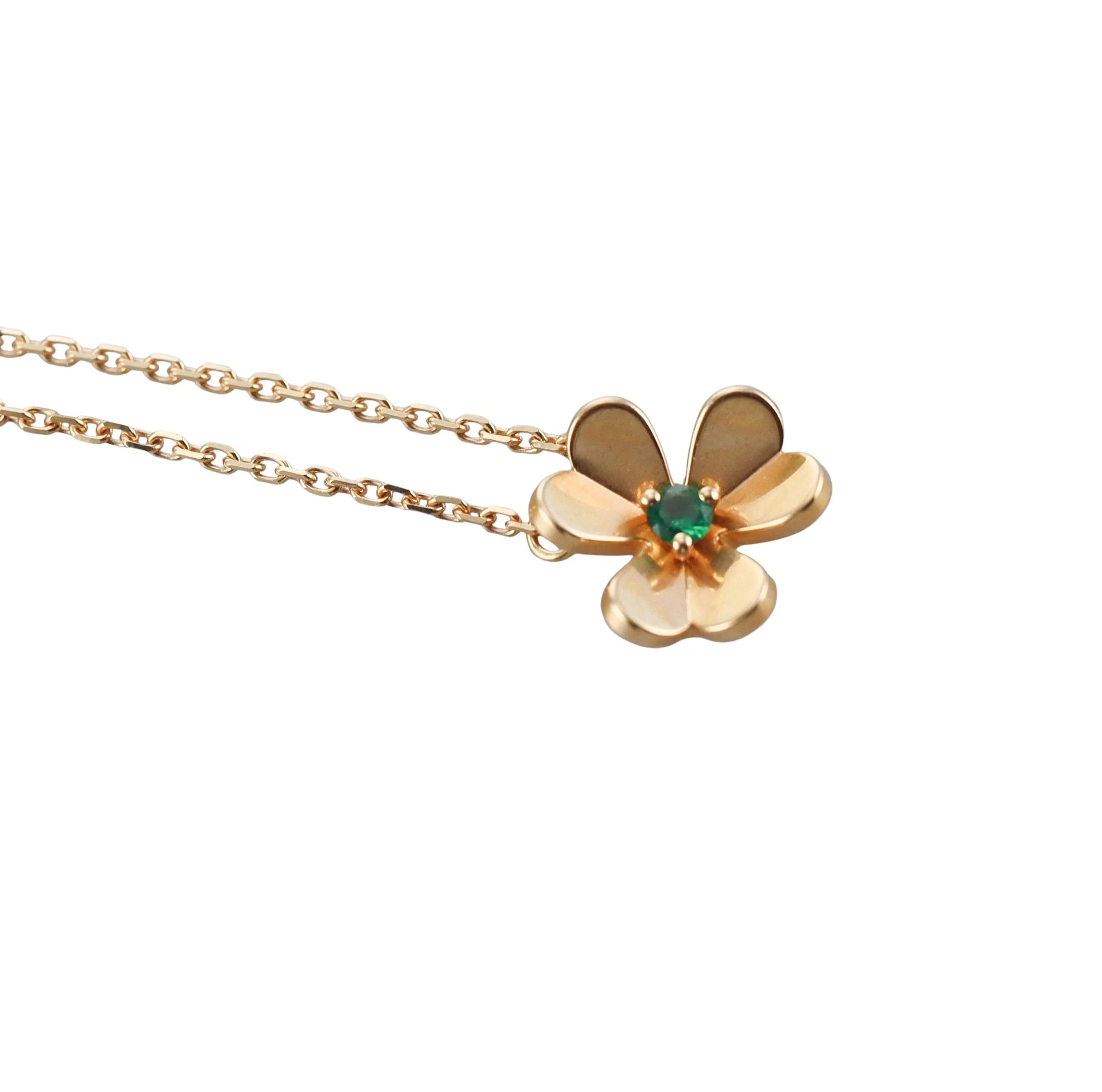 Van Cleef Arpels Frivole Emerald Gold Pendant Necklace