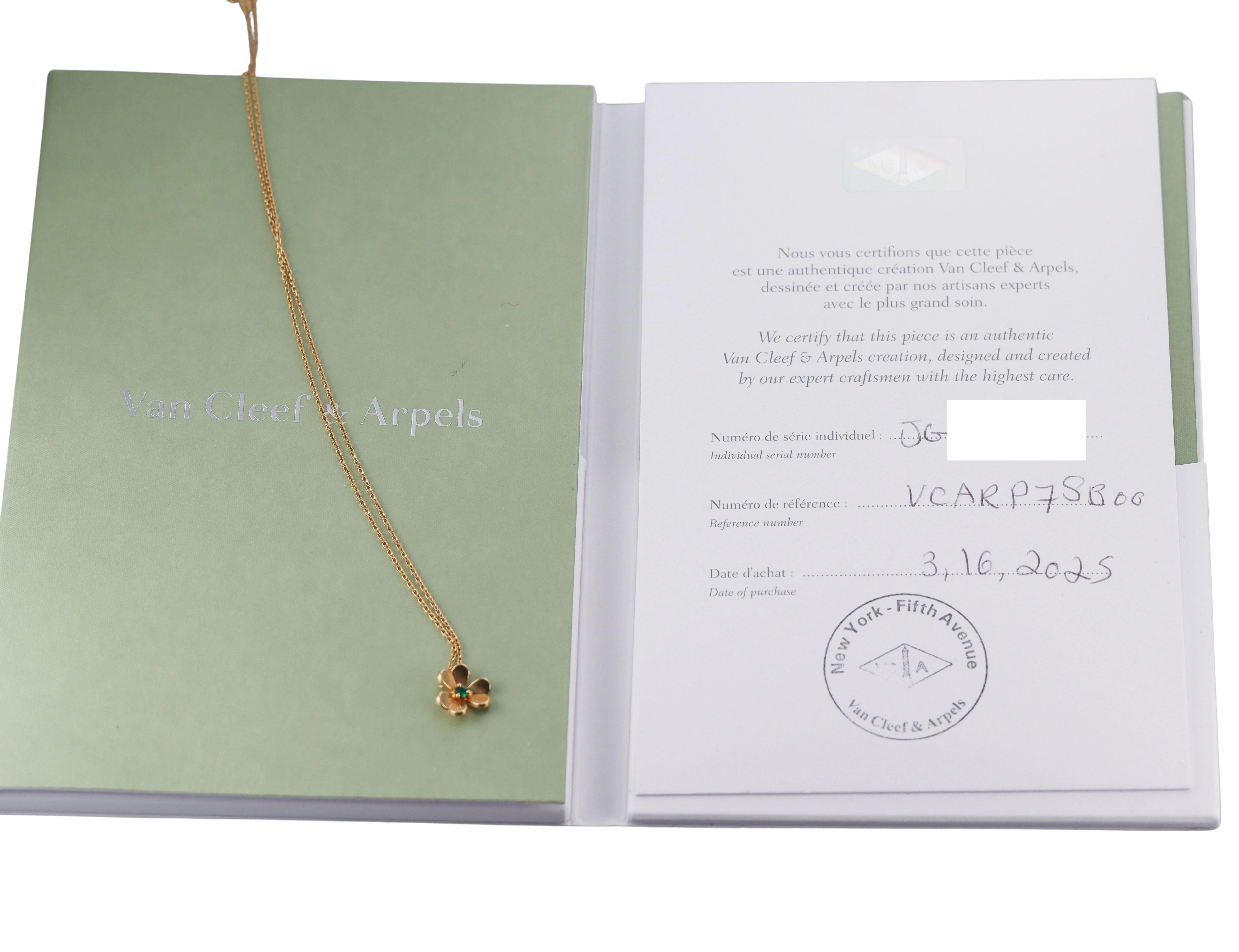 Van Cleef  Arpels Frivole Emerald Gold Pendant Necklace