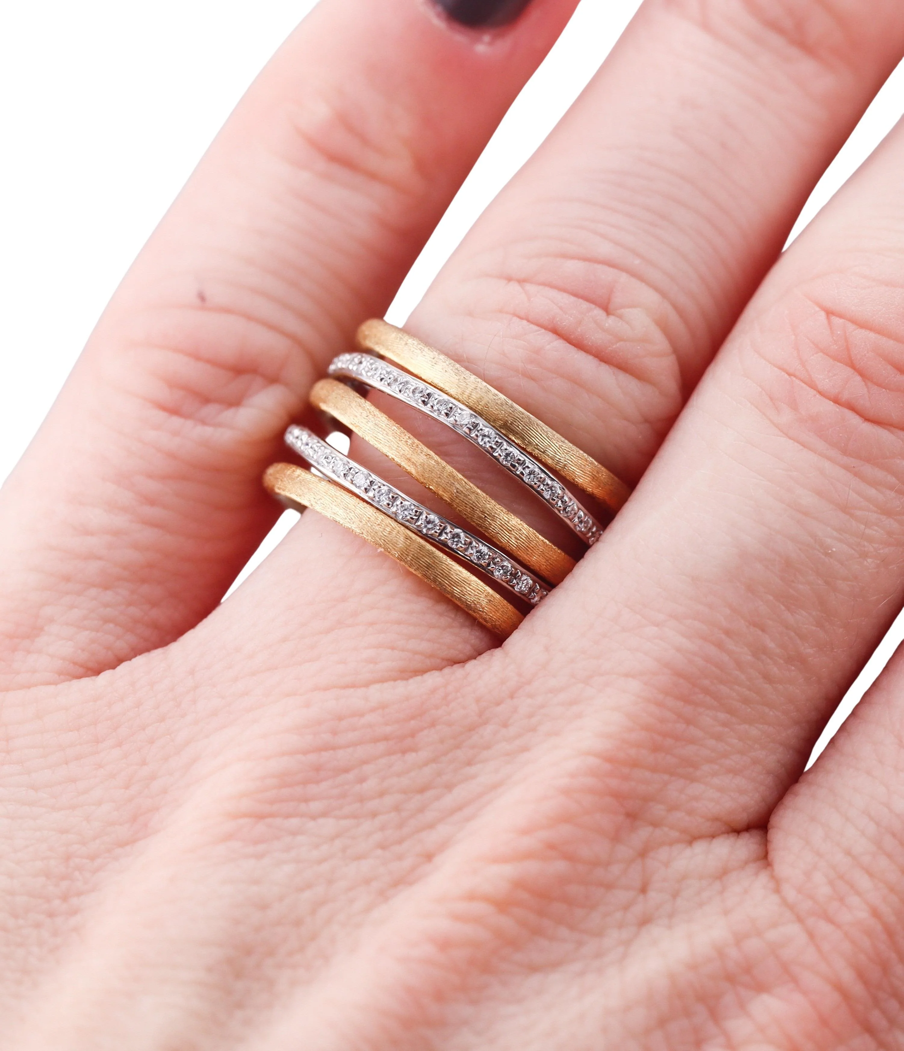 Marco Bicego Jaipur Diamond Gold Multi Band Stackable Ring