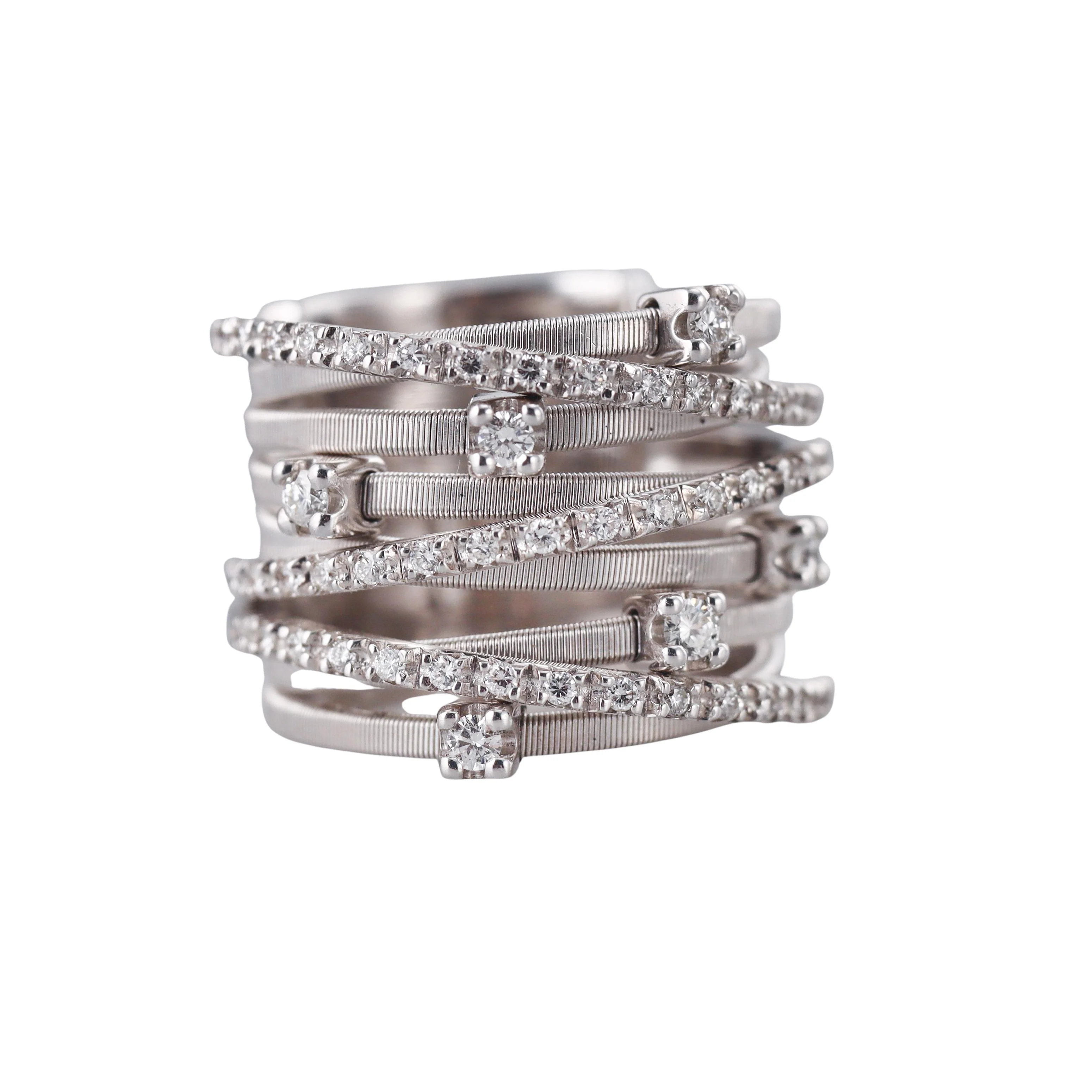 Marco Bicego Goa Nine Row Diamond Gold Ring
