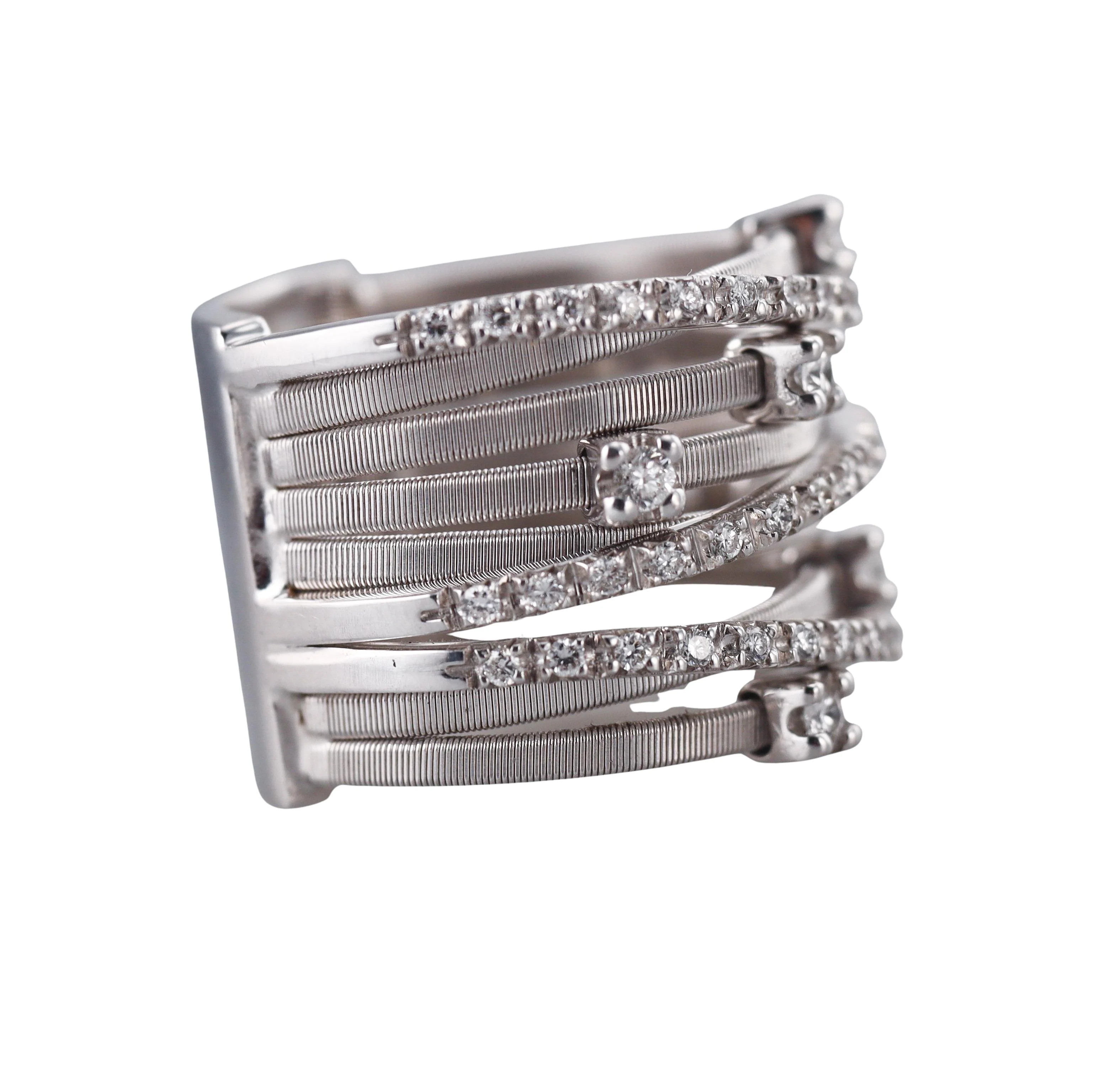 Marco Bicego Goa Nine Row Diamond Gold Ring