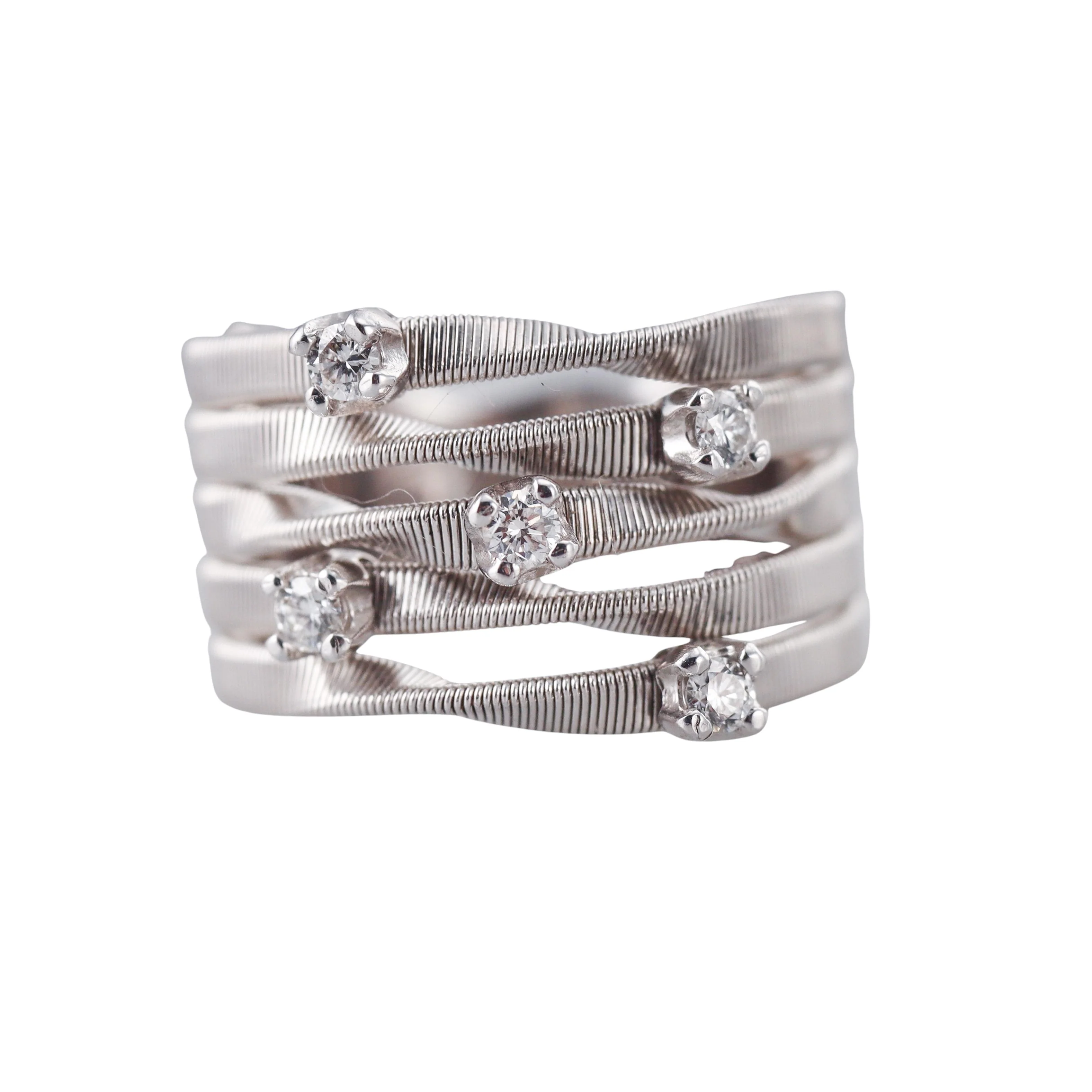 Marco Bicego Marrakech Five Row Diamond Gold Ring