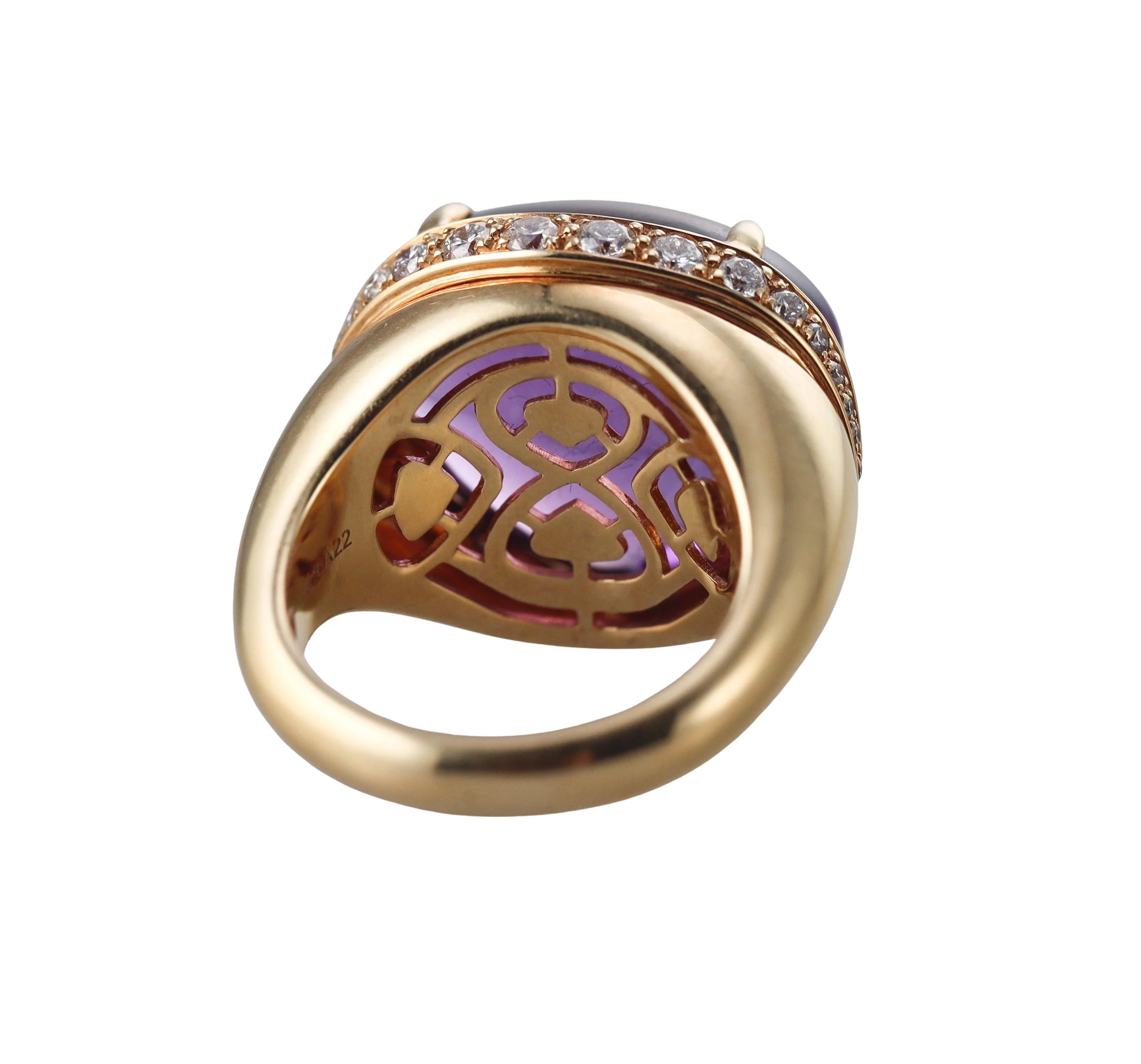 Bulgari Sassi Amethyst Diamond Gold Ring