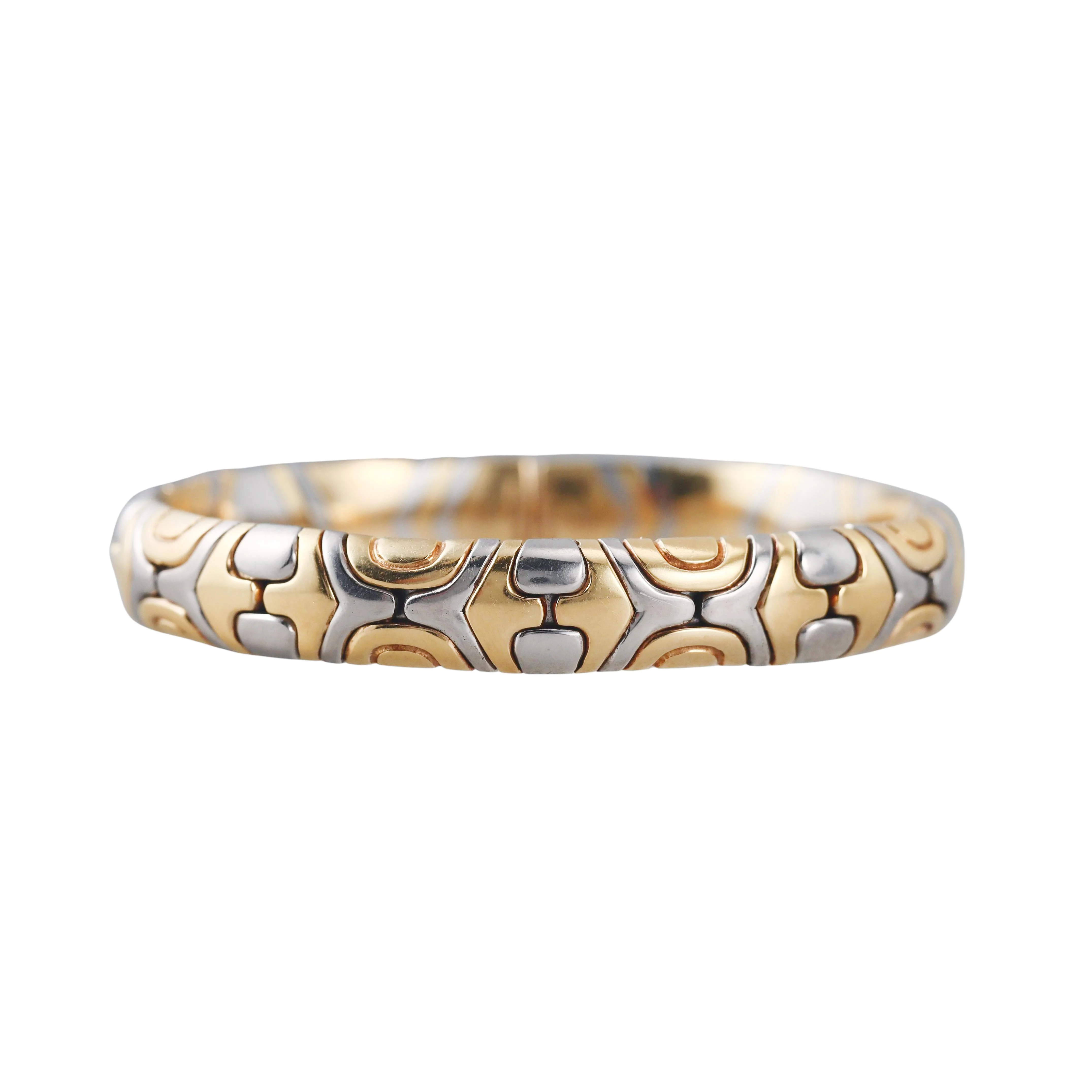 Bulgari Alveare Gold Steel Bangle Bracelet