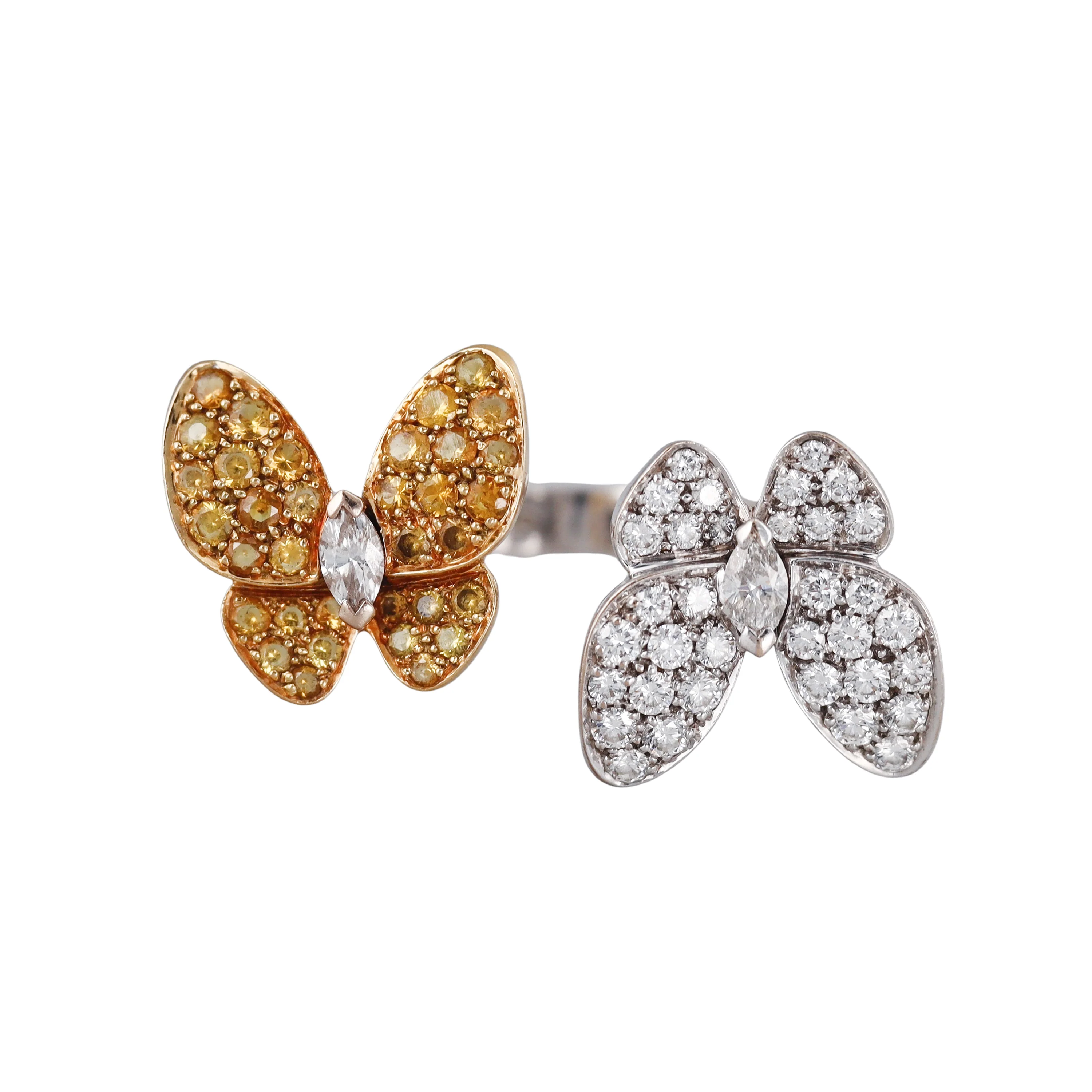 Van Cleef  Arpels Between the Finger Butterfly Diamond Sapphire Gold Ring