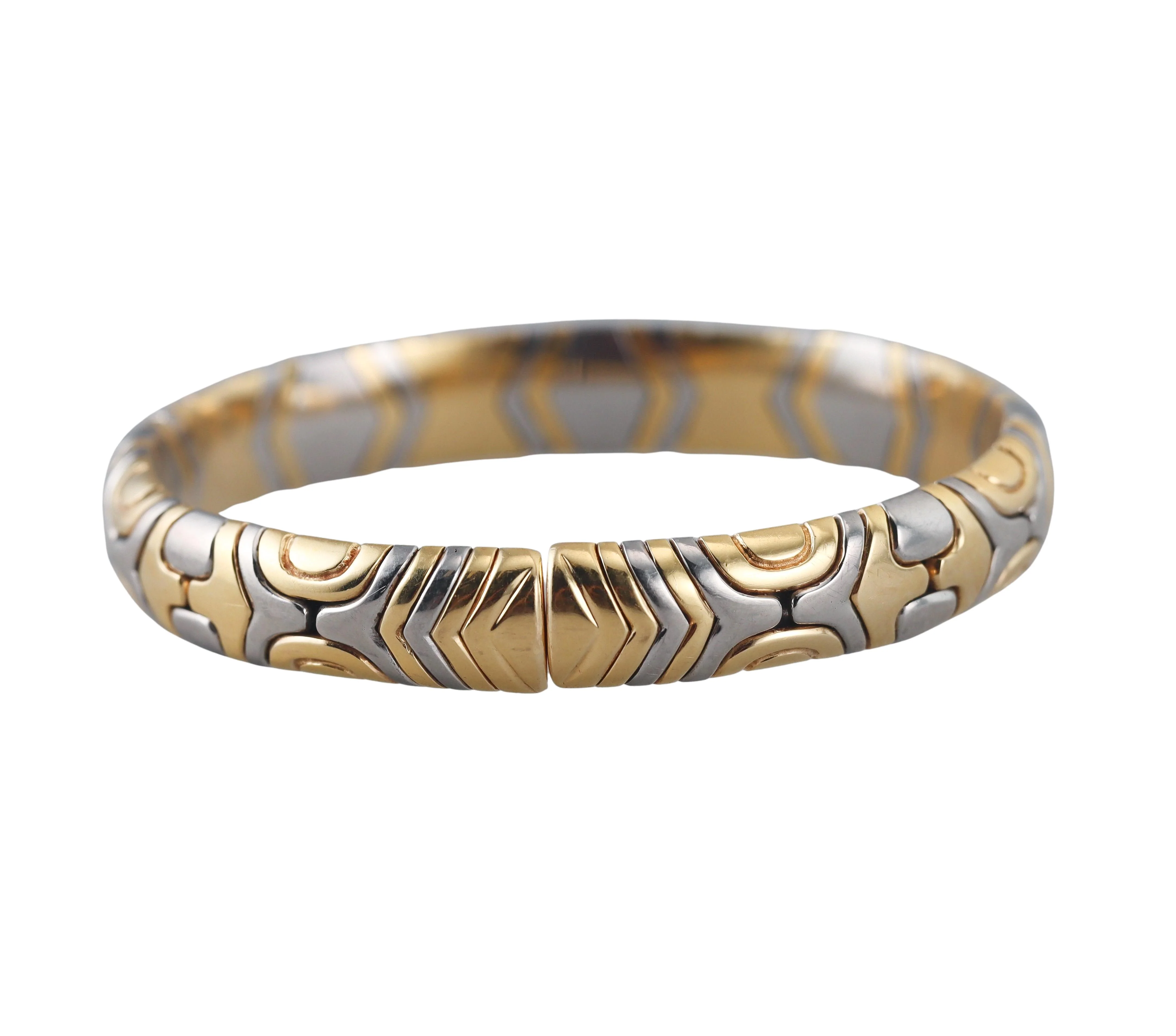 Bulgari Alveare Gold Steel Bangle Bracelet