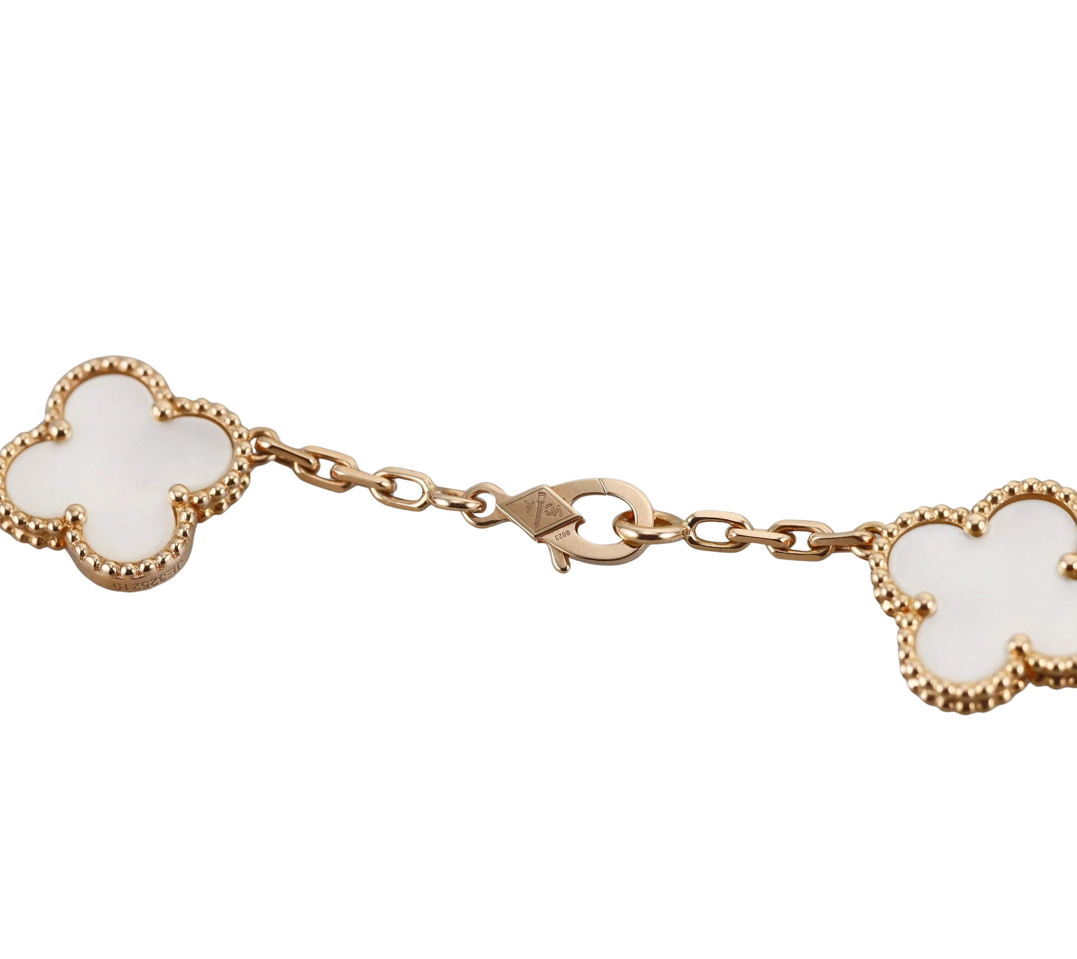 Van Cleef  Arpels Vintage Alhambra 10 Motif Mother of Pearl Gold Necklace