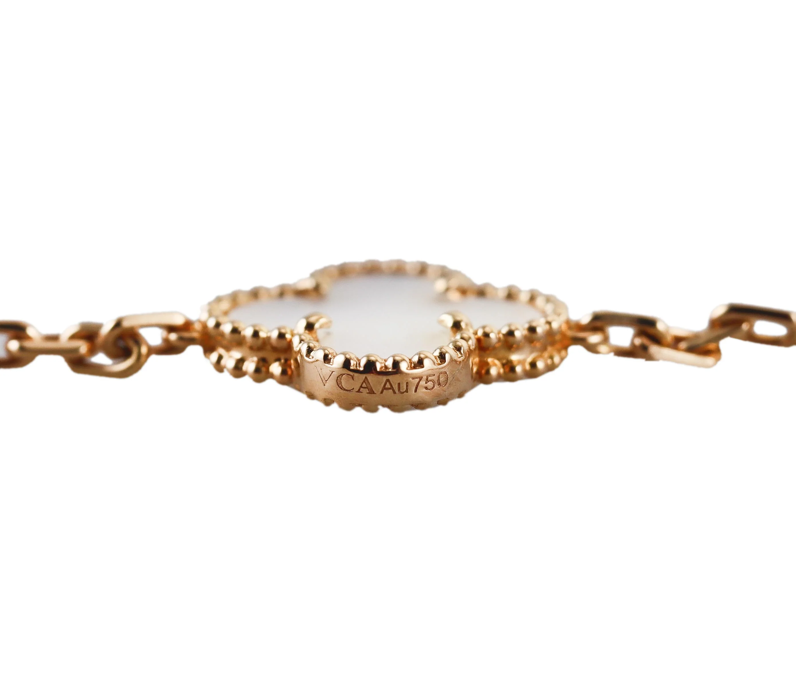 Van Cleef Arpels Vintage Alhambra 10 Motif Mother of Pearl Gold Necklace