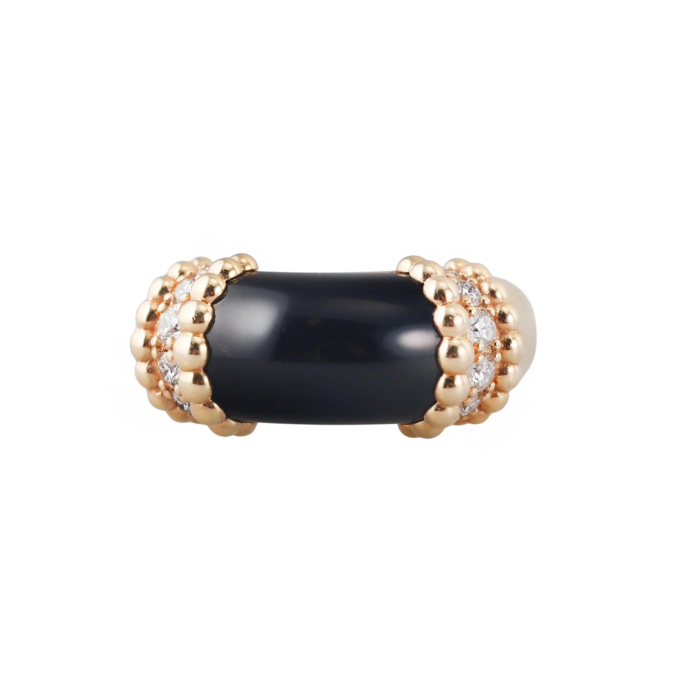 Van Cleef  Arpels Perlée Couleurs Gold Diamond Onyx Ring