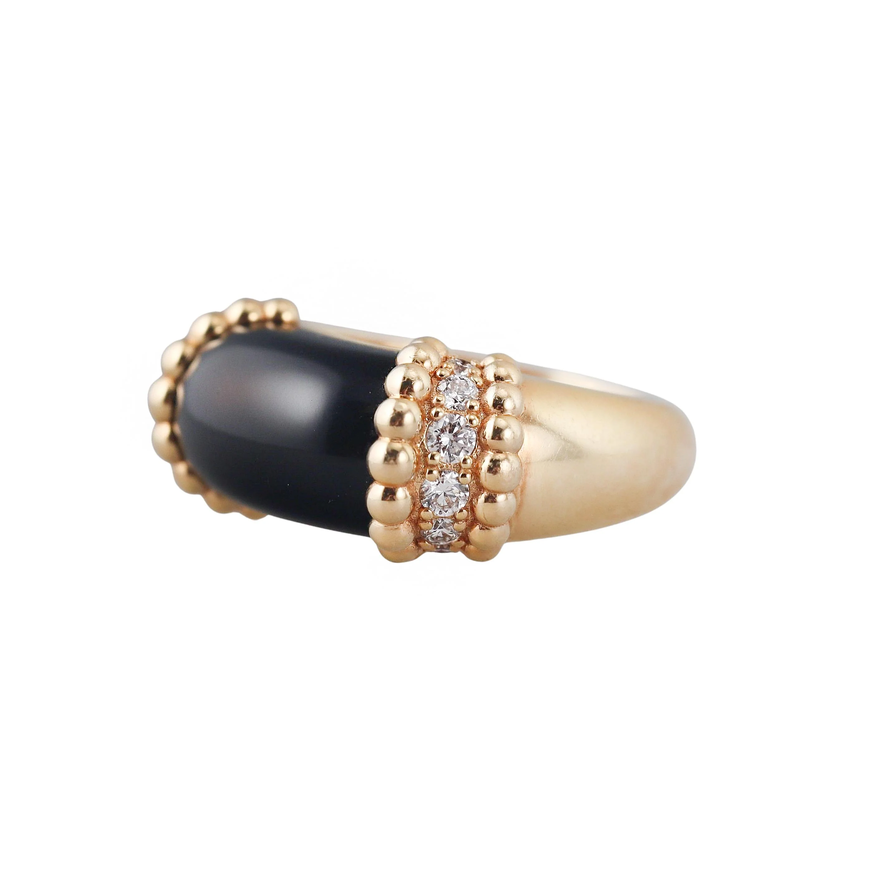 Van Cleef  Arpels Perlée Couleurs Gold Diamond Onyx Ring