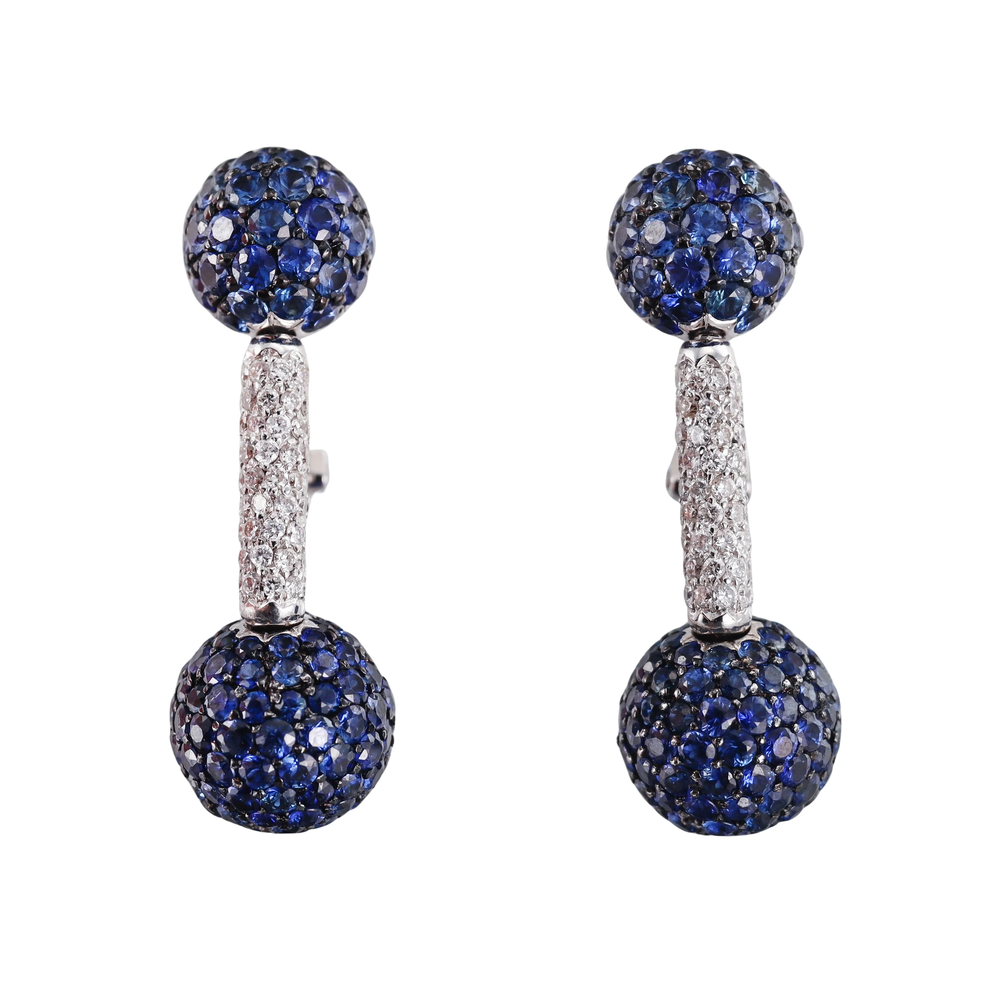 De Grisogono Boule Diamond Sapphire Gold Earrings