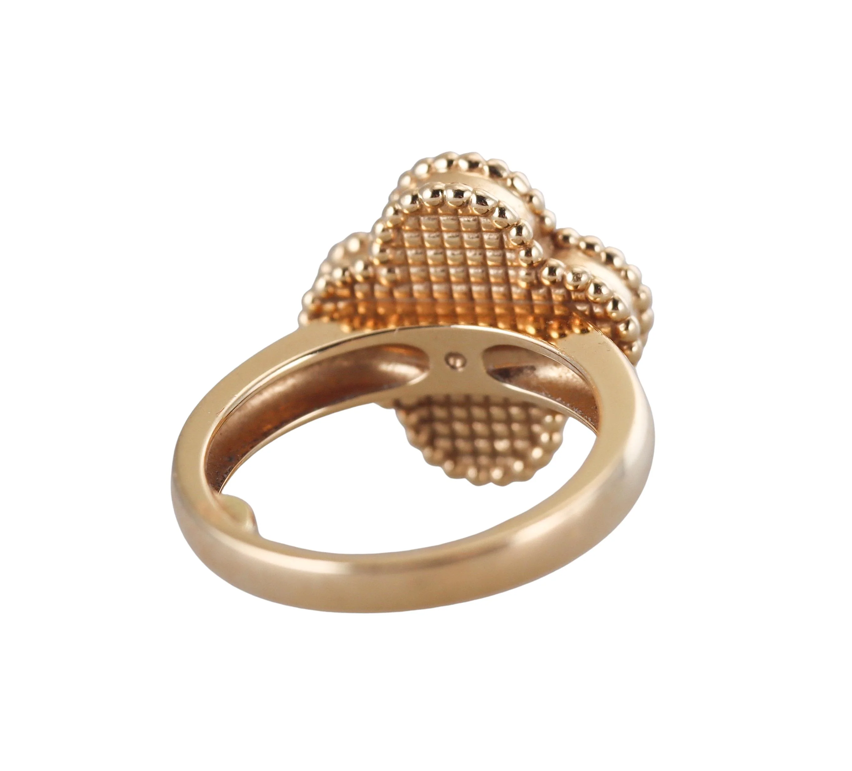 Van Cleef  Arpels Vintage Alhambra Onyx Diamond Gold Ring
