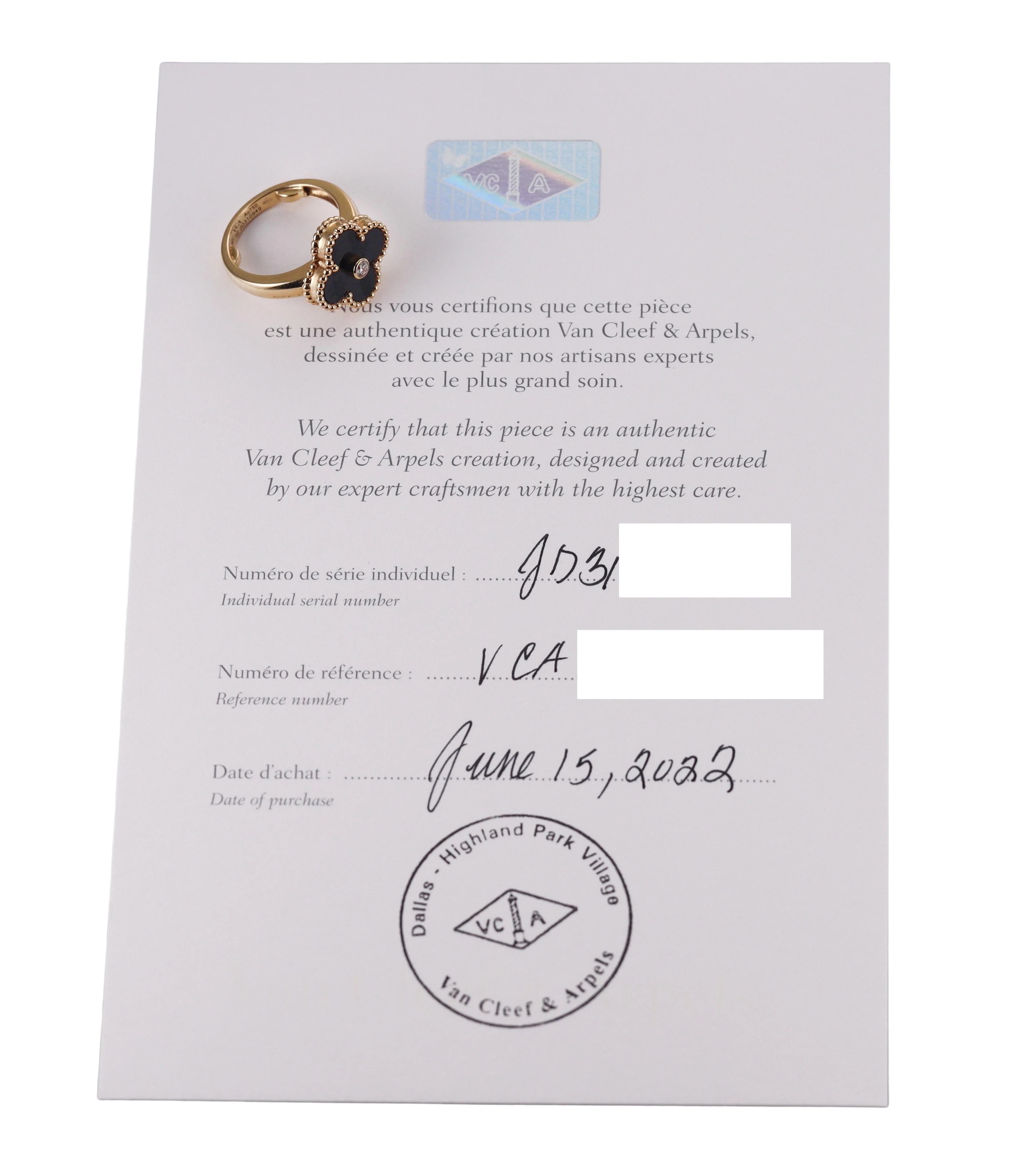 Van Cleef Arpels Vintage Alhambra Onyx Diamond Gold Ring