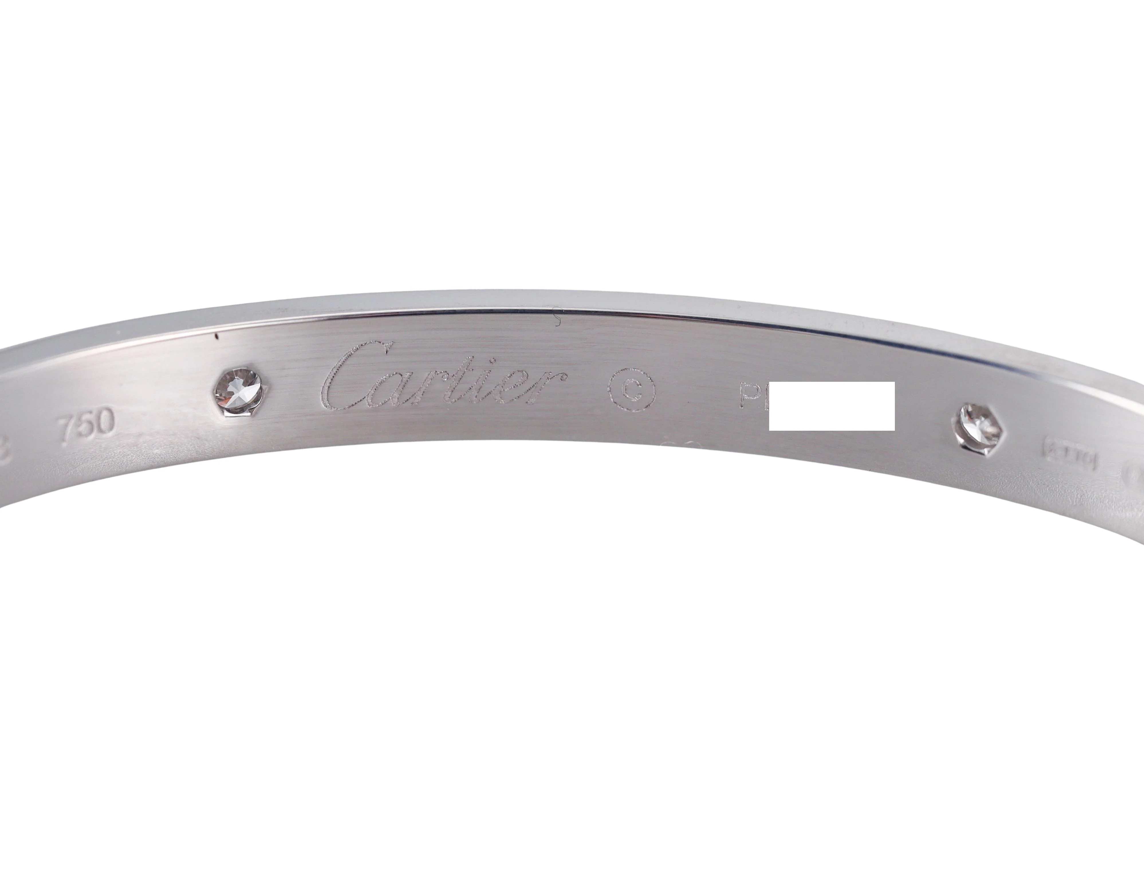 Cartier Love 4 Diamond White Gold Classic Model Bracelet Size 18