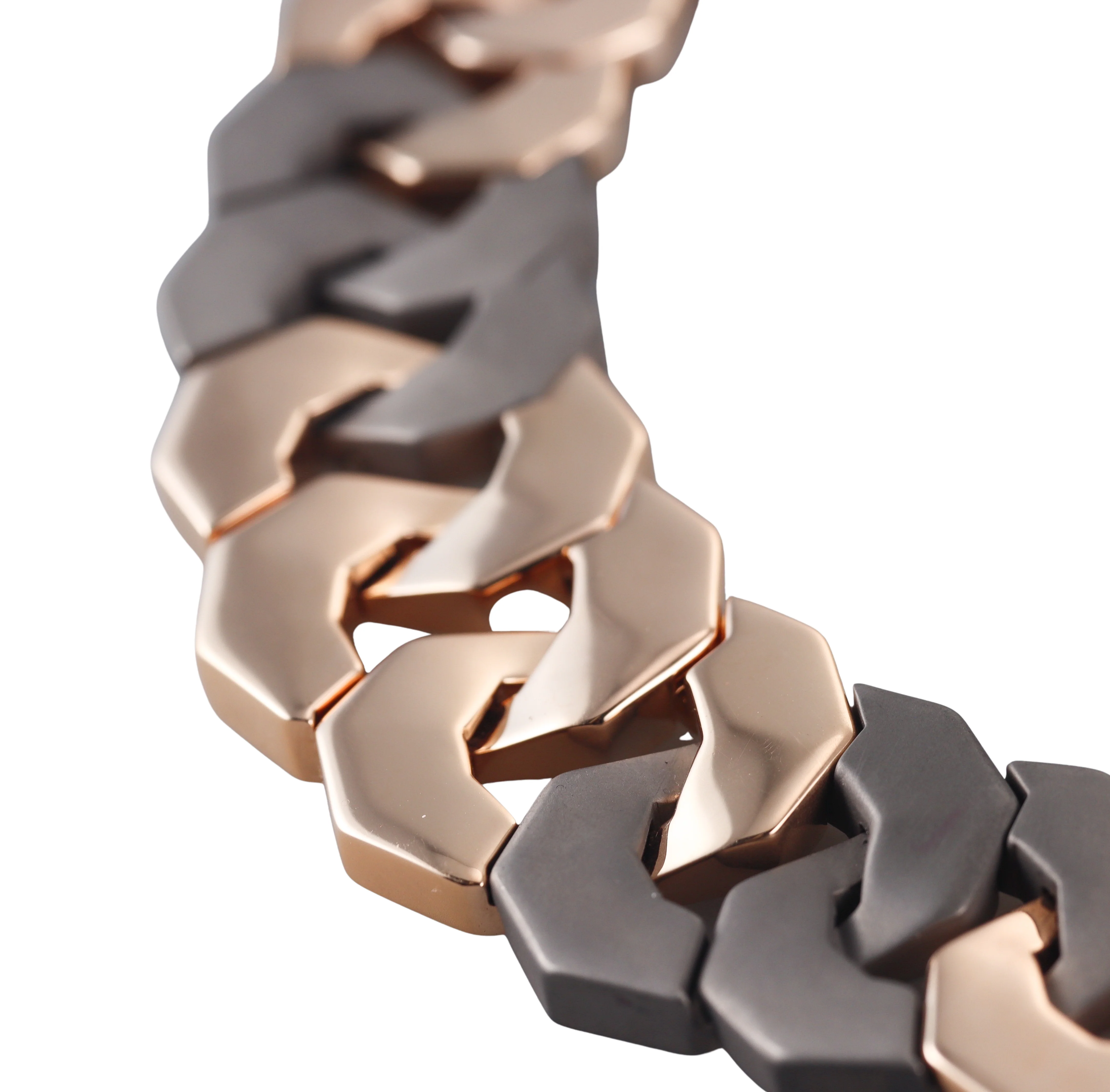 Sabbadini Titanium Rose Gold Link Necklace