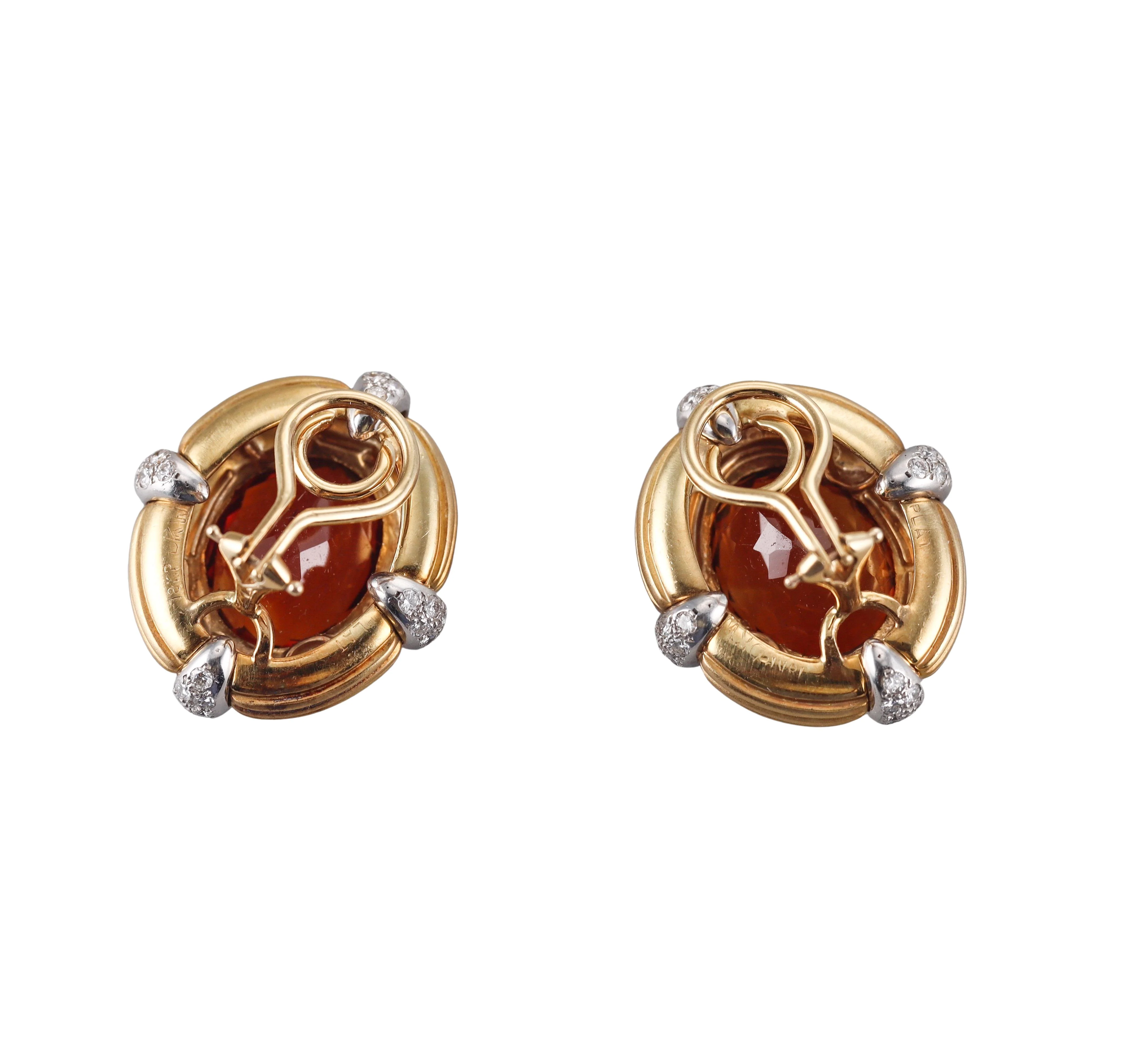 Kwiat Vintage Madeira Citrine Diamond Gold Earrings