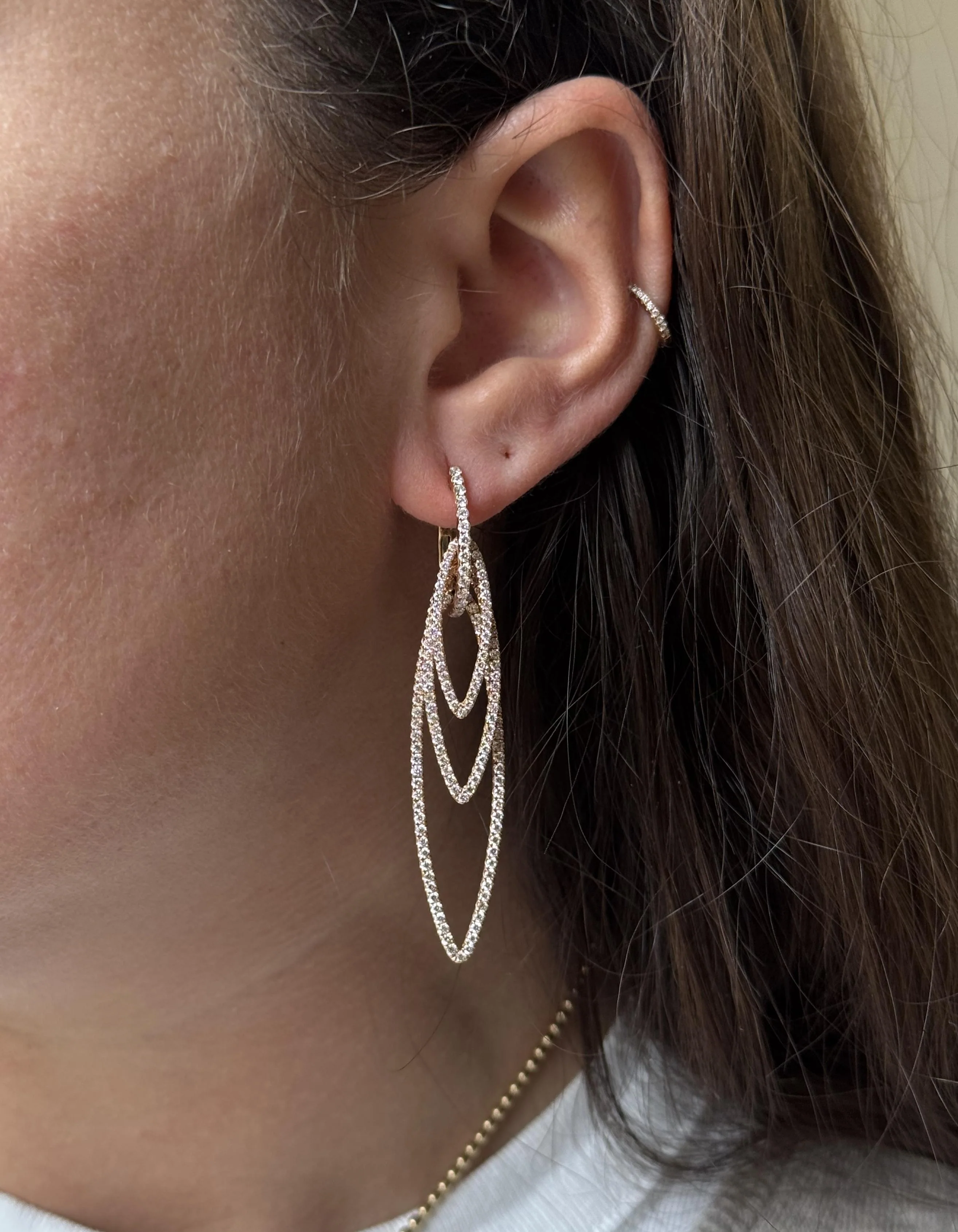 Modern Rose Gold Diamond Earrings