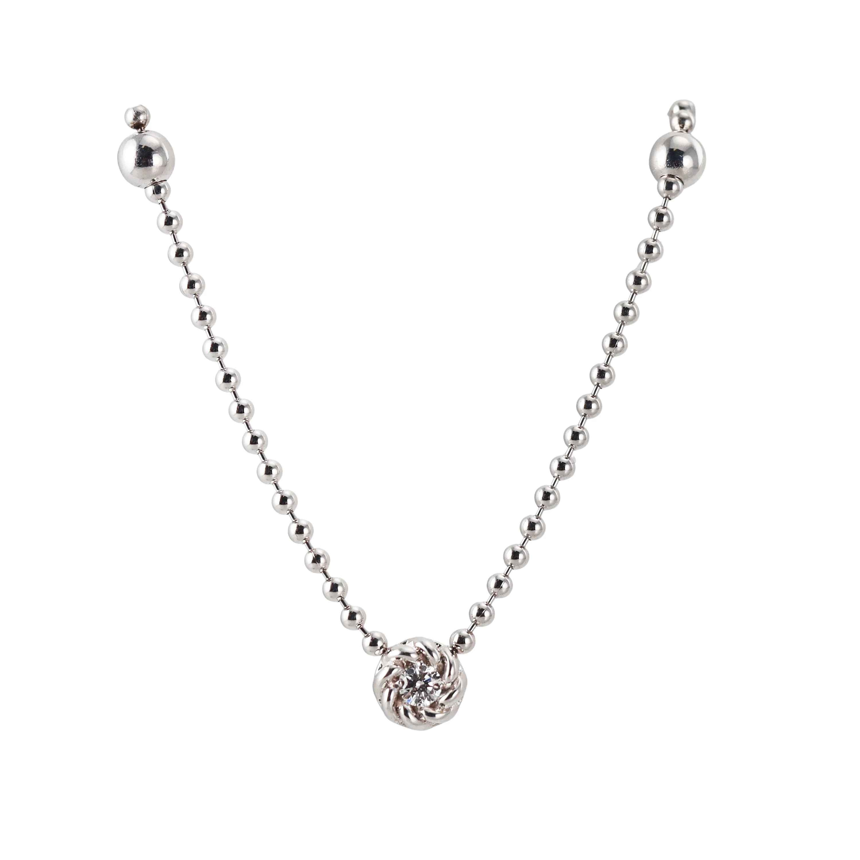 Roberto Coin White Gold Diamond Ball Chain Necklace