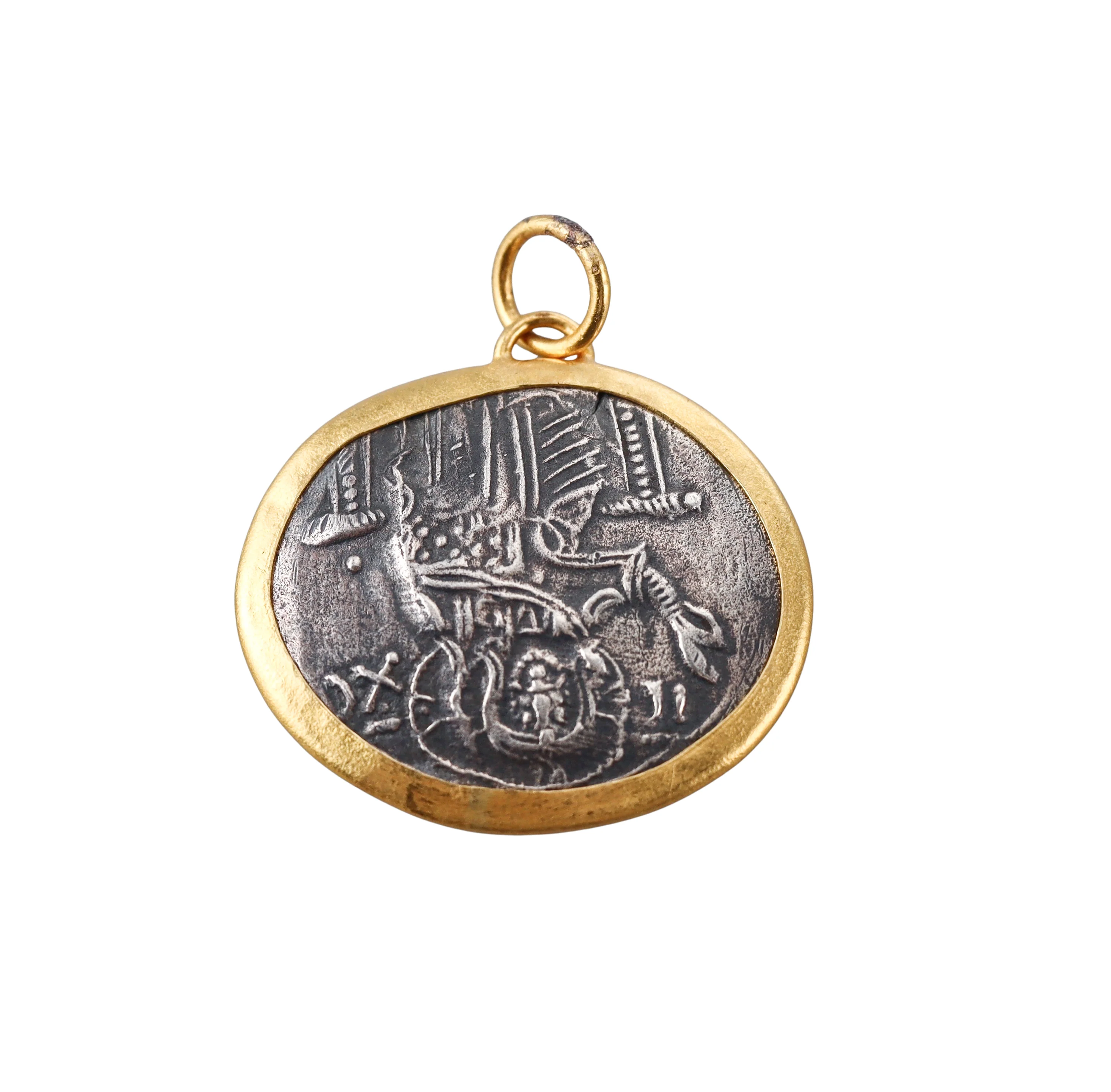 Ancient Inspired Gold Silver Diamond Justinien Theodora Byzantine Pendant