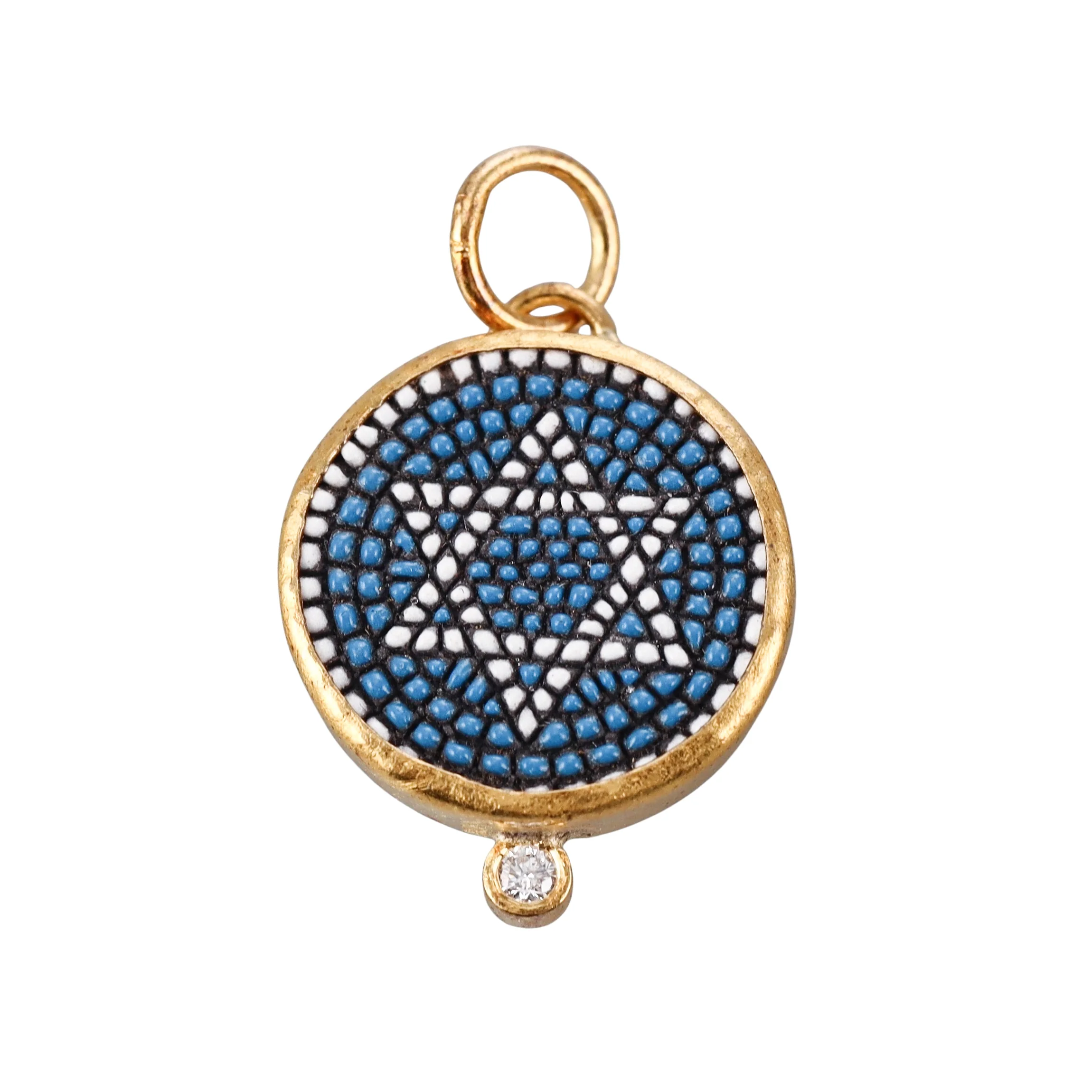 Ancient Inspired Gold Silver Diamond Micro Mosaic Star of David Pendant