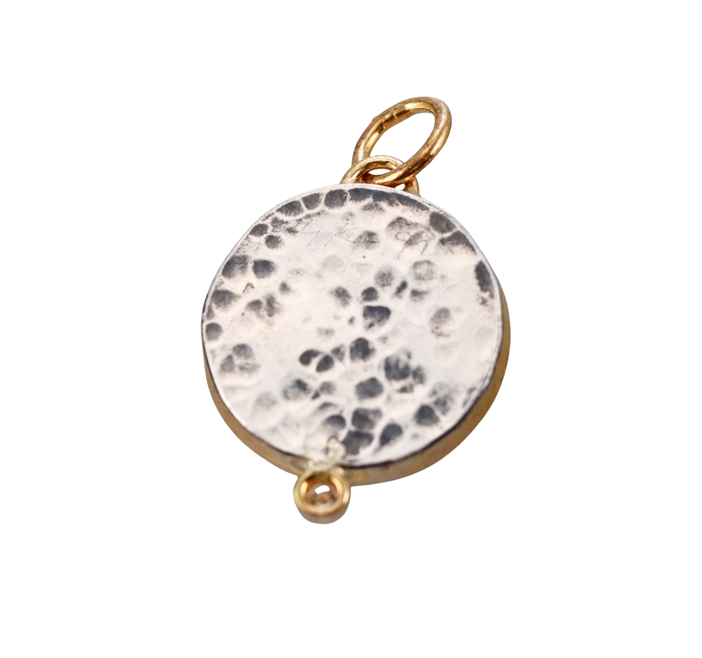 Ancient Inspired Gold Silver Diamond Micro Mosaic Star of David Pendant