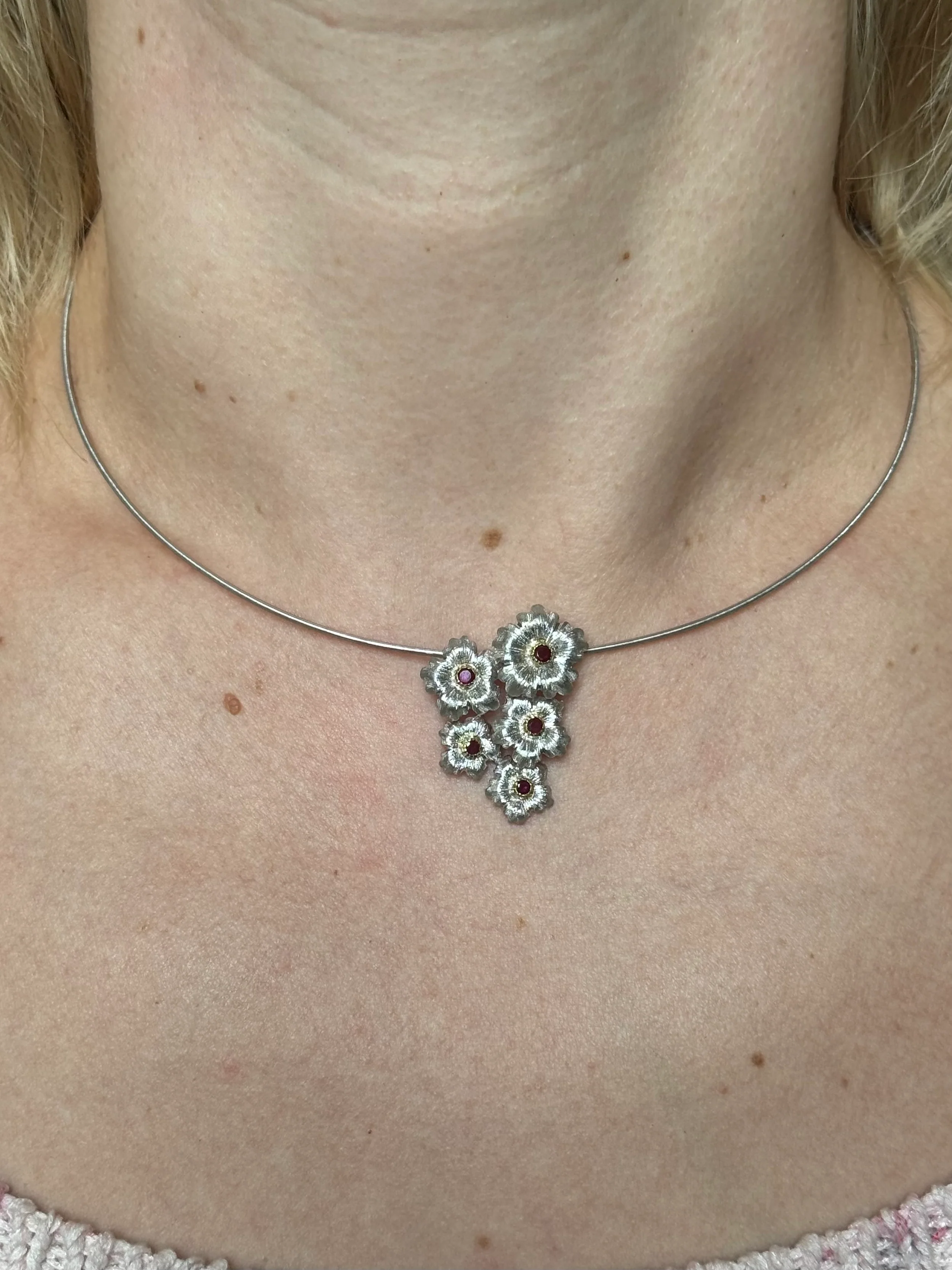 Buccellati Gold Ruby Flower Necklace