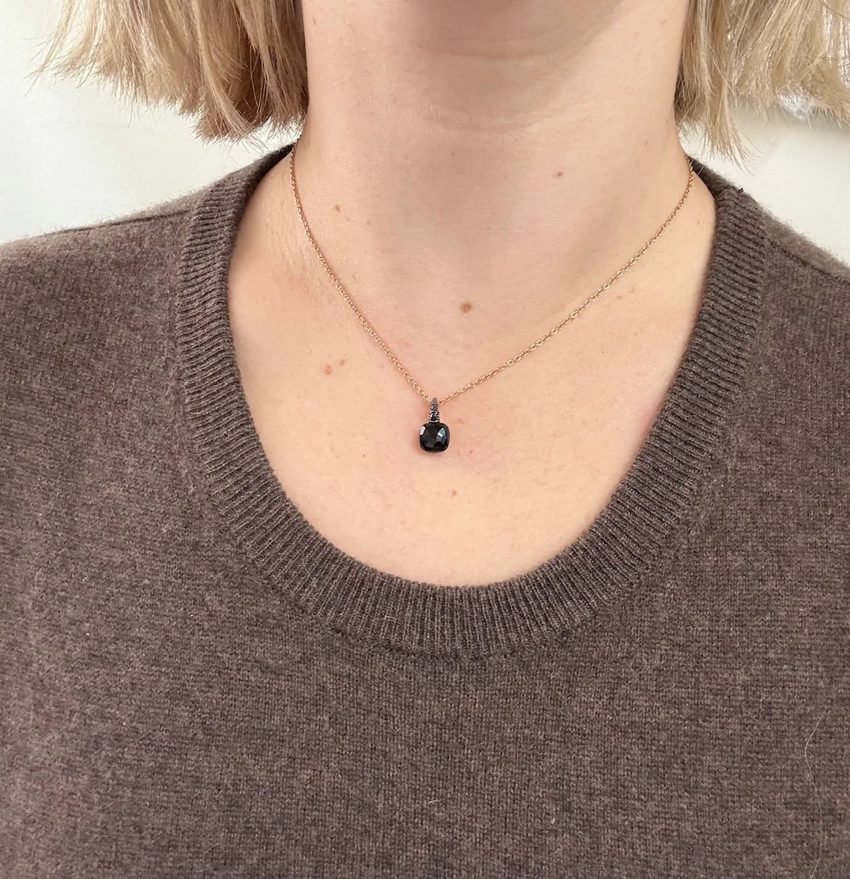 Pomellato Capri Rose Gold Onyx Black Diamond Pendant Necklace