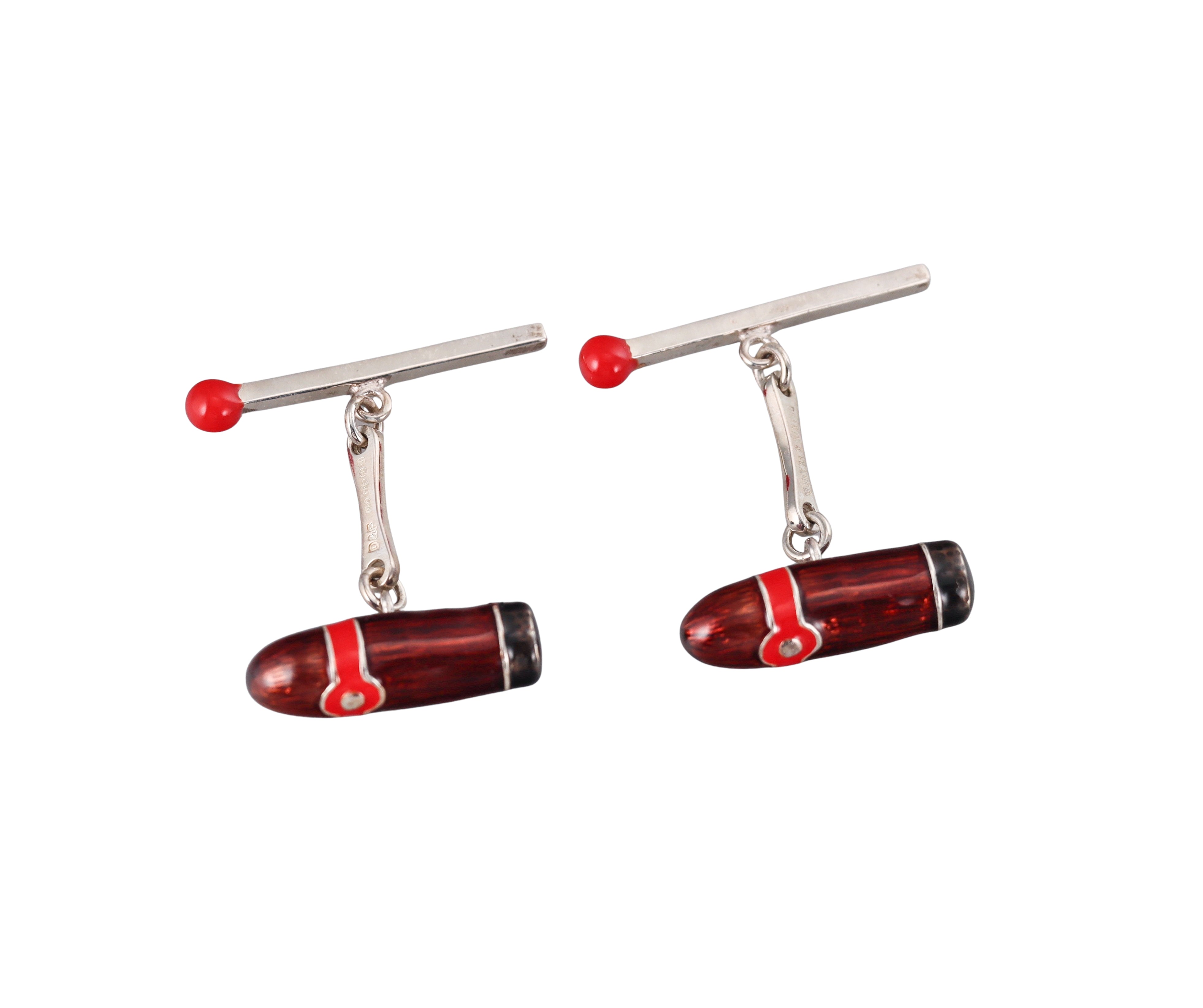 New Deakin Francis Sterling Silver Cigar and Match Cufflinks