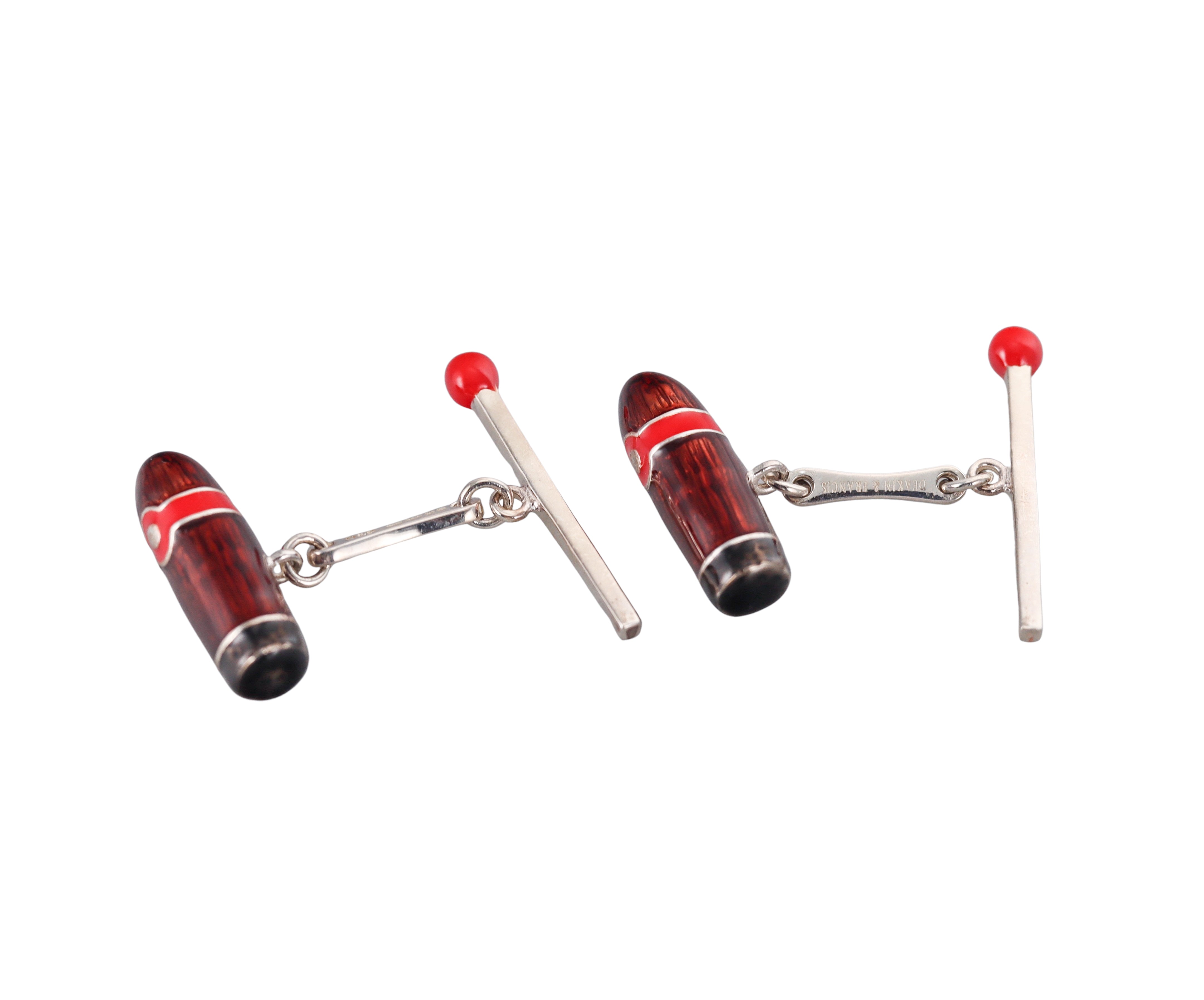 New Deakin Francis Sterling Silver Cigar and Match Cufflinks