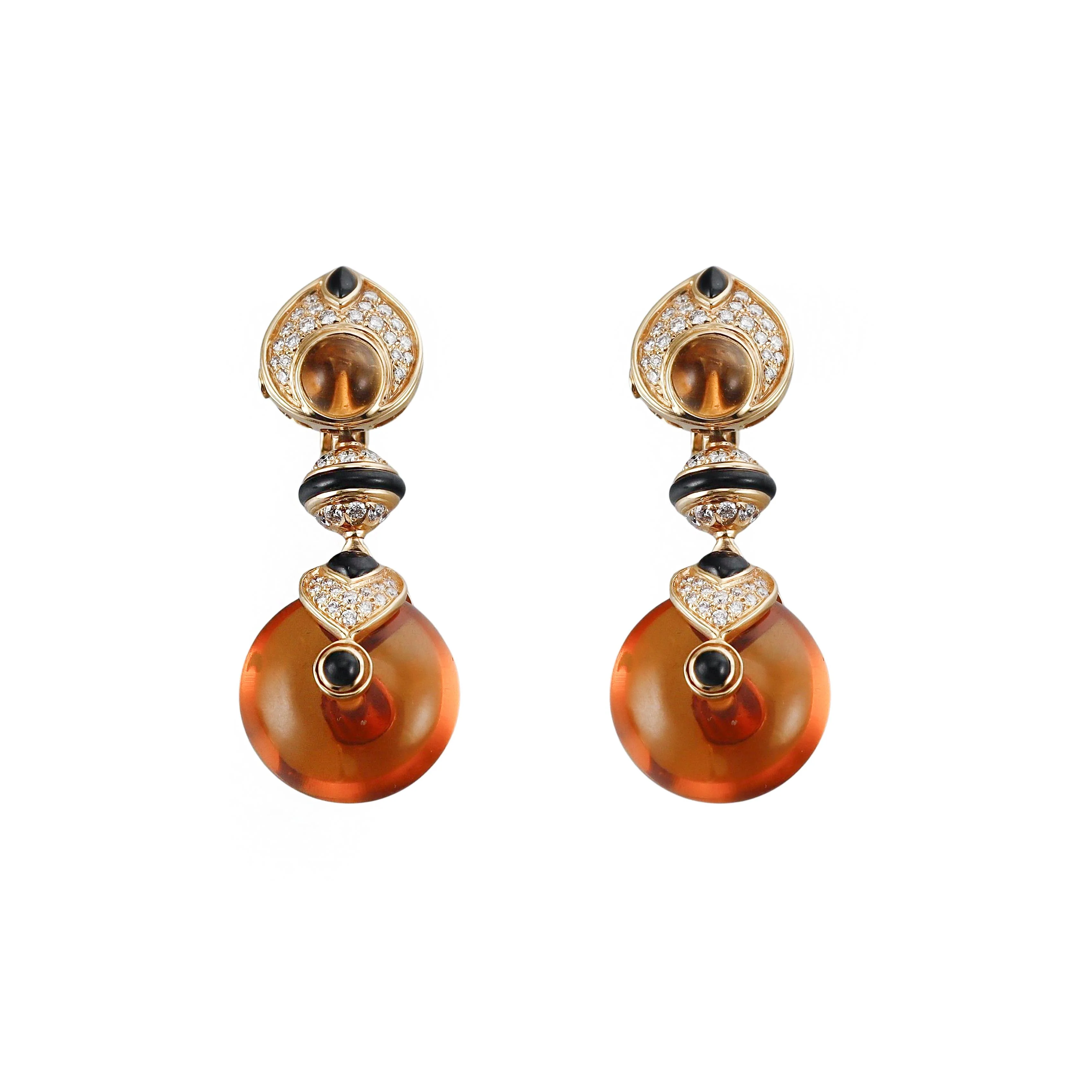 Marina B Diamond Onyx Diamond Gold Night Day Earrings
