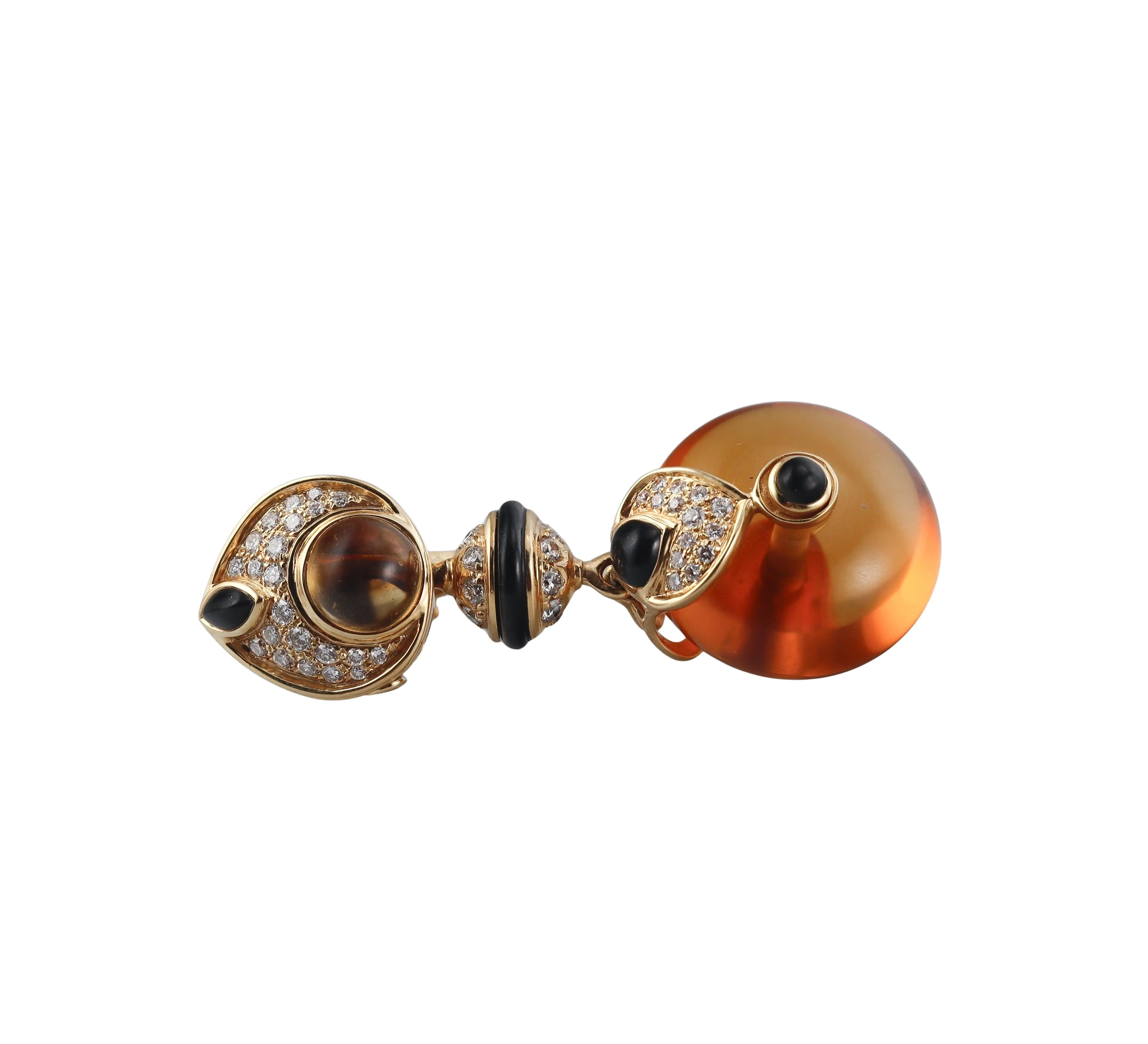 Marina B Diamond Onyx Diamond Gold Night Day Earrings