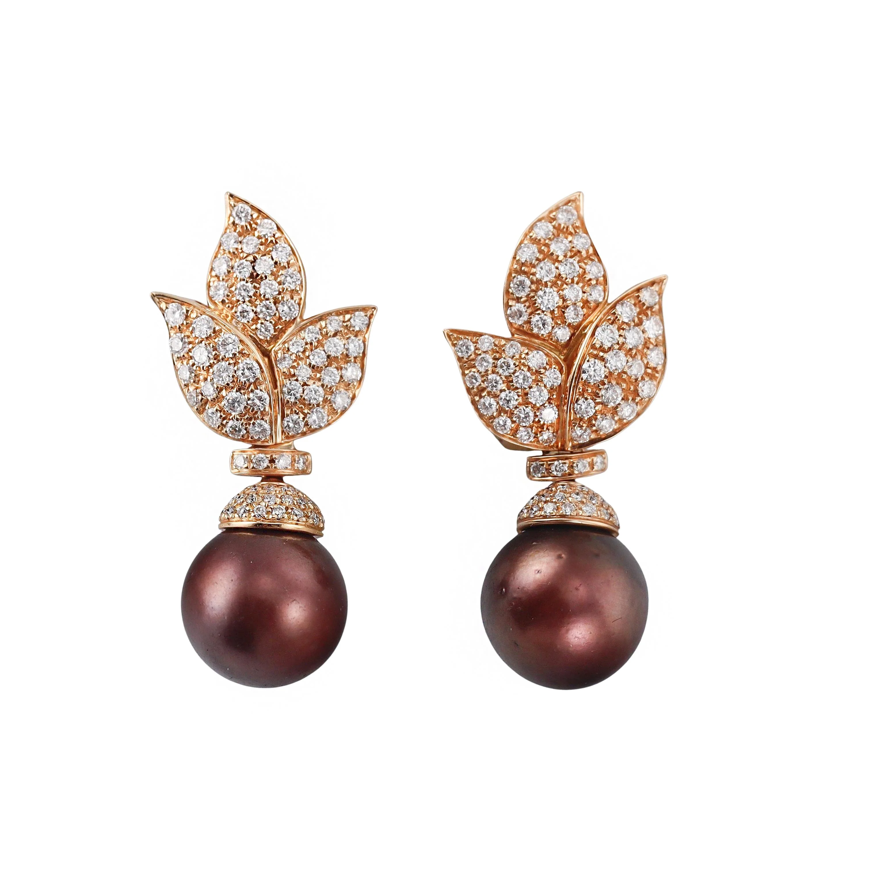 Diamond South Sea Pearl Gold Night Day Earrings