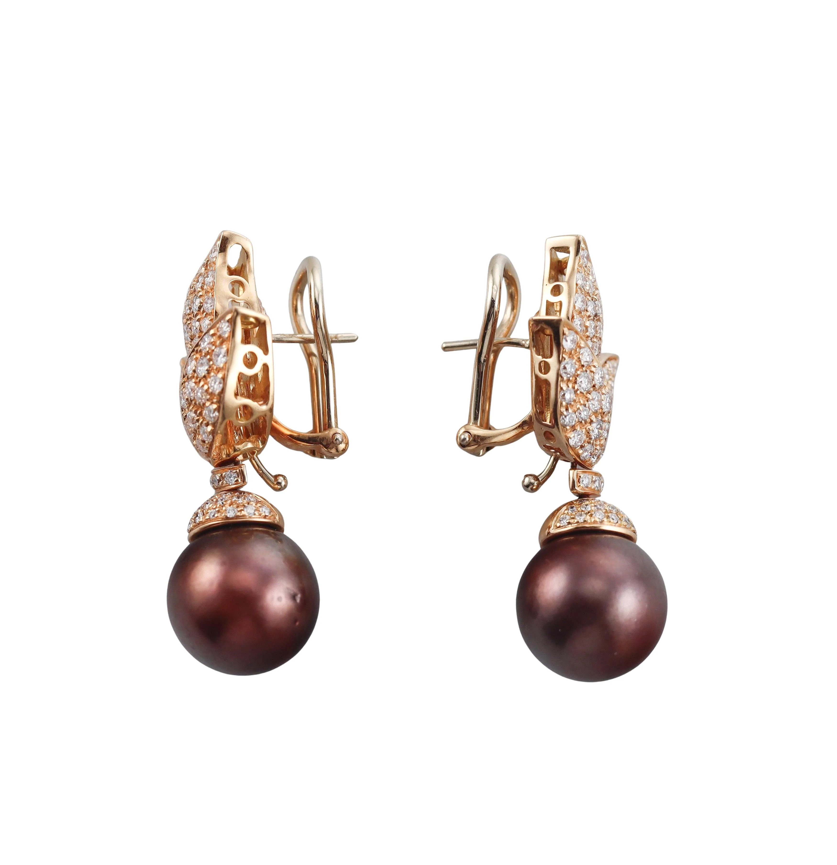 Diamond South Sea Pearl Gold Night  Day Earrings