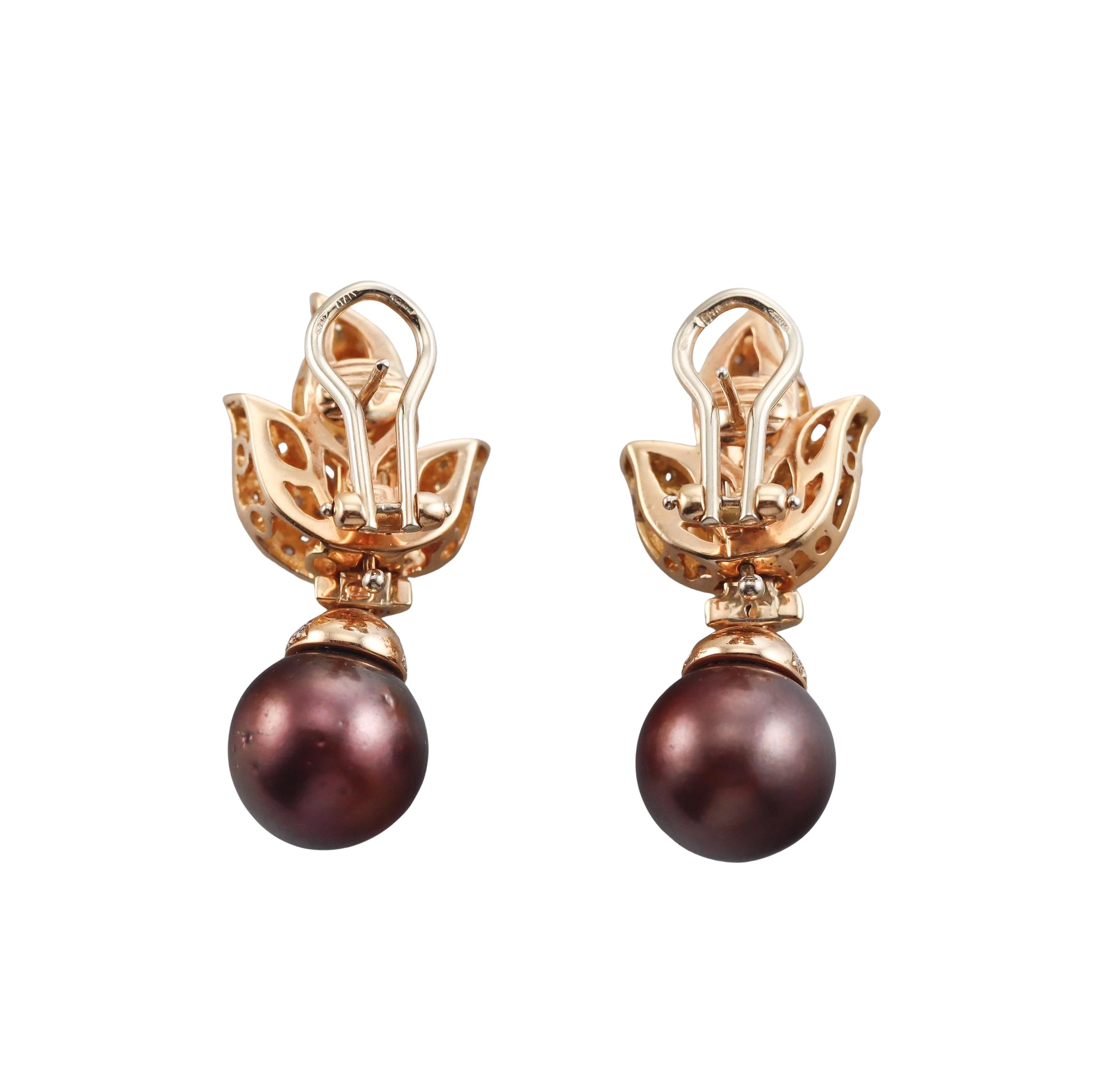 Diamond South Sea Pearl Gold Night  Day Earrings